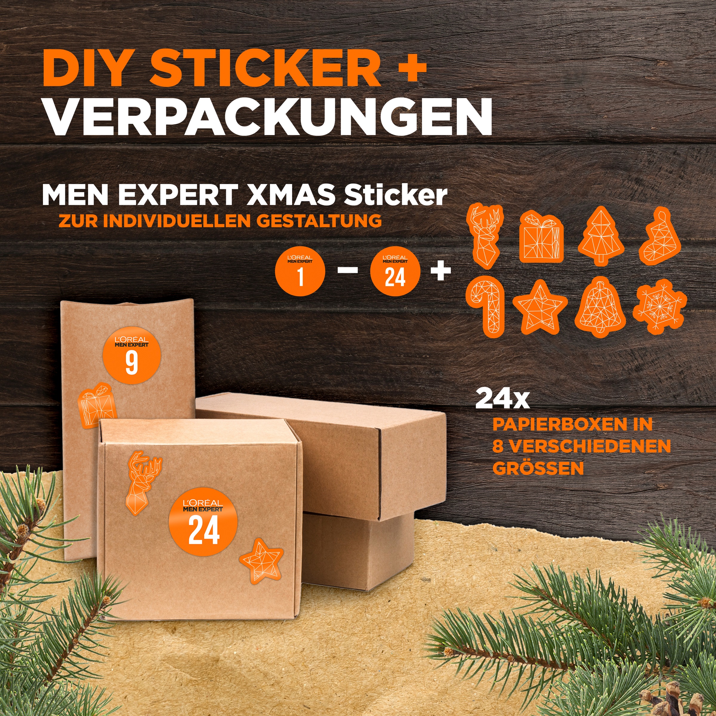 L'ORÉAL PARIS MEN EXPERT Adventskalender »L'Oréal Men Expert DIY Adventskalender mit 24 Boxen«, für Erwachsene, Geschenk-Set