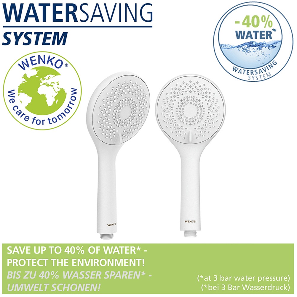 WENKO Brausegarnitur »Modell Watersaving«, (Set, 6 tlg.), Duschstange mit Halter, Handbrause & Duschschlauch, wassersparend