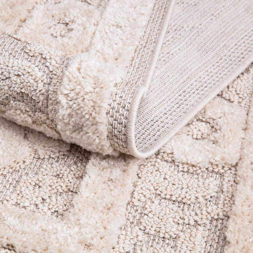 Carpet City Hochflor-Teppich »Valencia 732«, rechteckig, 20 mm Höhe, Läufer, Boho-Stil, 3D-Effekt, Relief, Hoch-Tief-Struktur, mit Fransen