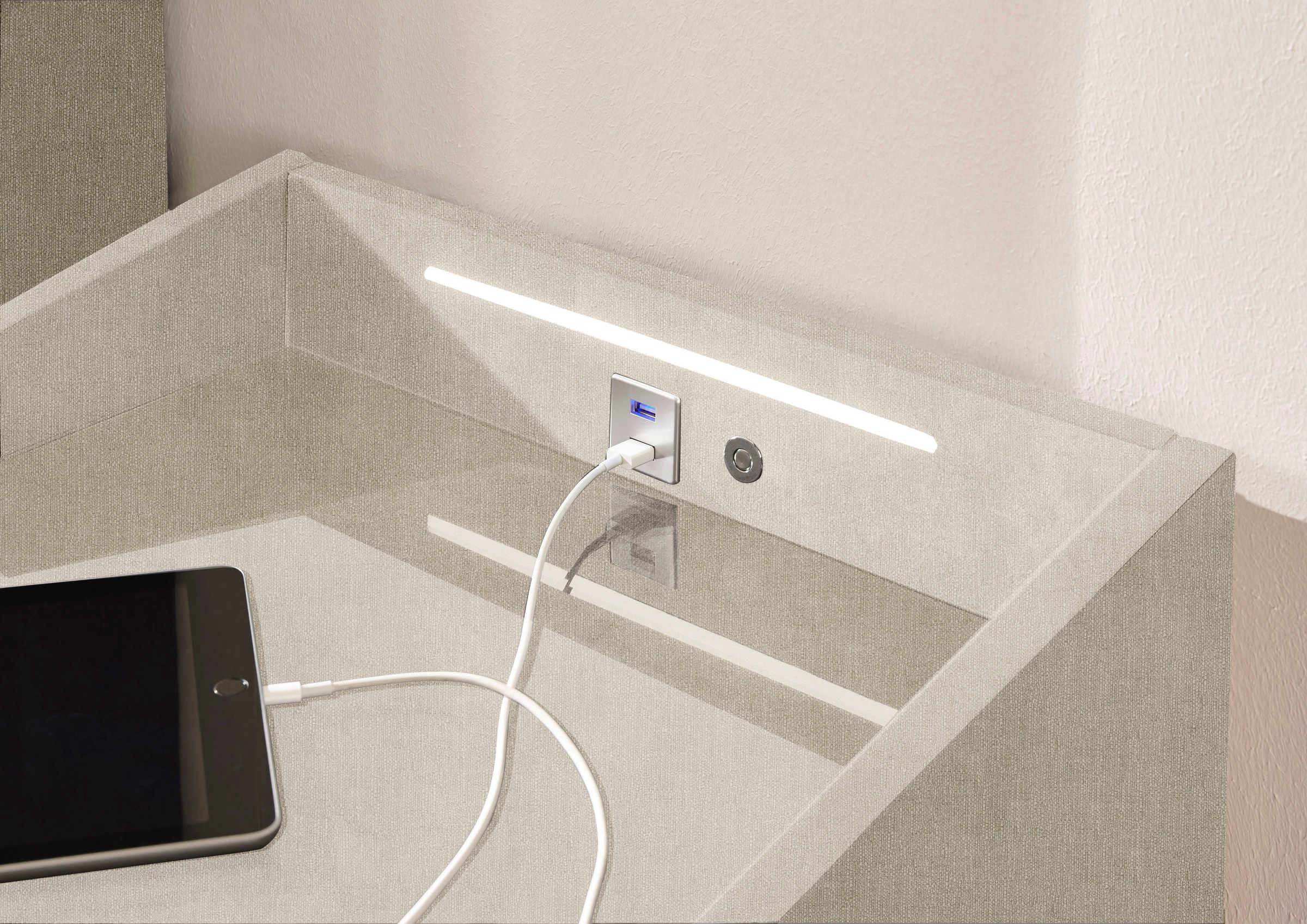 ED EXCITING DESIGN Nachtkonsole »Moon«, mit LED-Beleuchtung und USB-Anschluss & USB-C-Anschluss