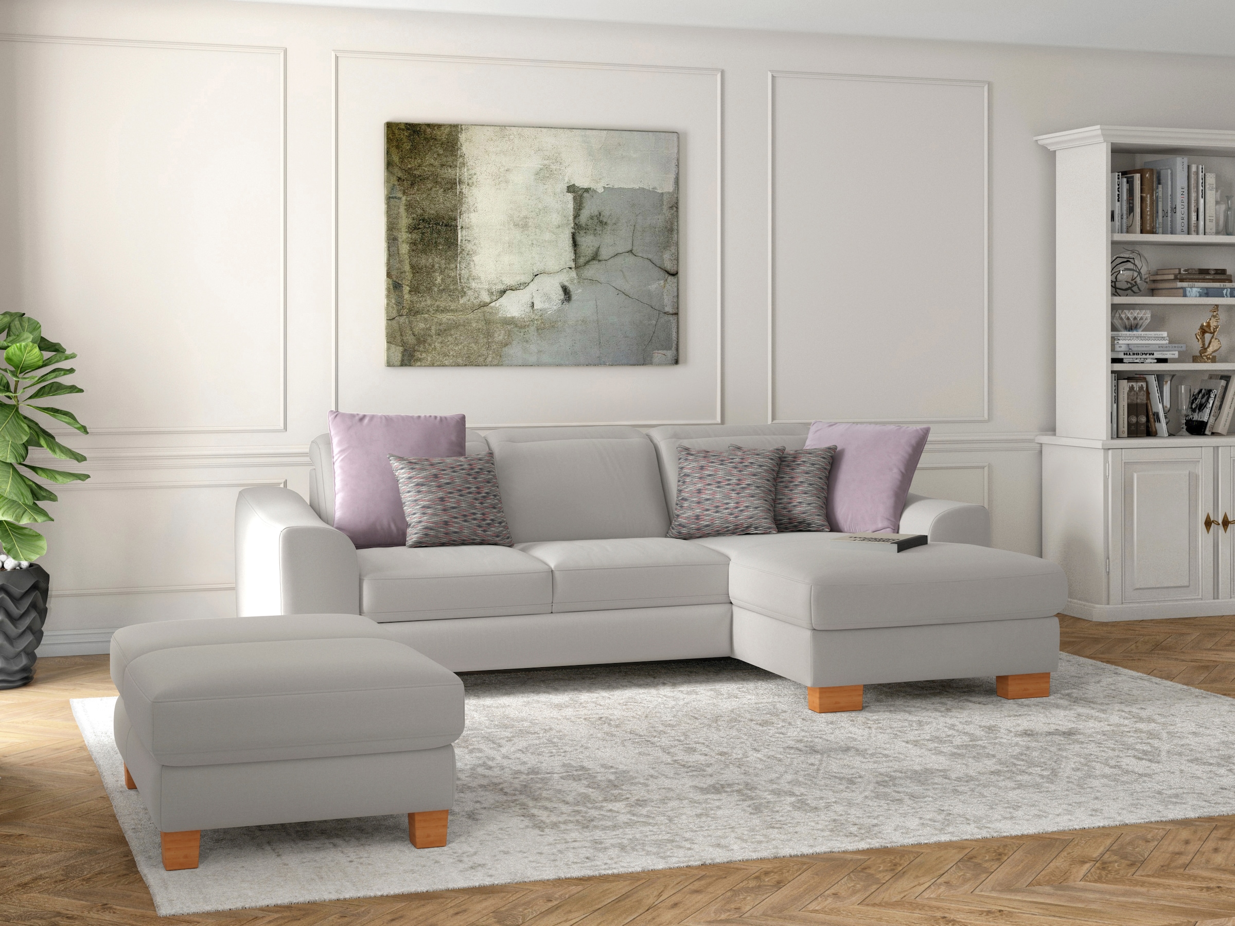 sit&more Polsterhocker »Dundee«, mit Klappfunktion, Federkern und hochwertigen Massivholzfüßen