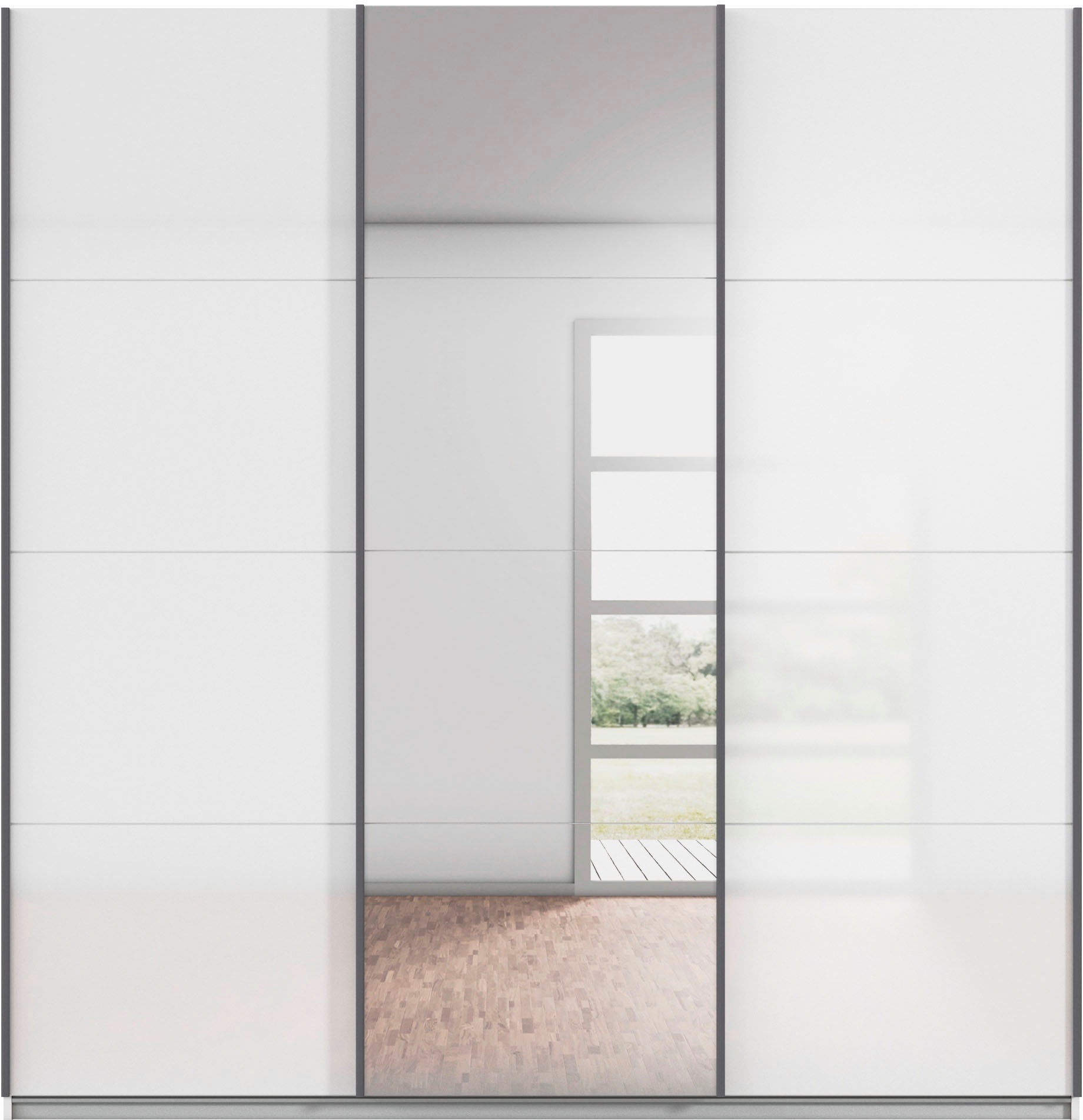 rauch Schwebetürenschrank »Kleiderschrank Schrank Garderobe AGORDO«, (in zwei Griff-Farben), Top Innenausstattung, in 4 Breiten und 2 Höhen MADE IN GERMANY