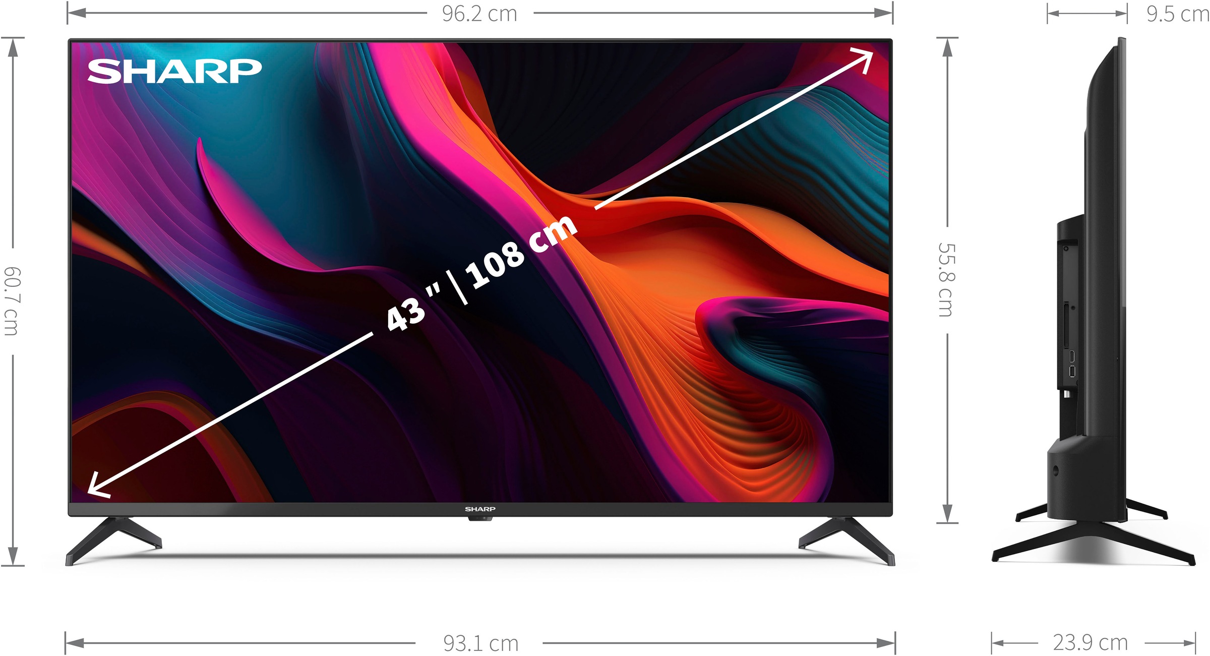 Sharp LED-Fernseher »SHARP 43GL4260E Google TV 108 cm (43 Zoll) 4K Ultra HD Google TV«, 108 cm/43 Zoll, 4K Ultra HD, Google TV-Smart-TV, 4K Ultra HD, Dolby Atmos, Dolby Vision, HDMI 2.1 mit eARC)