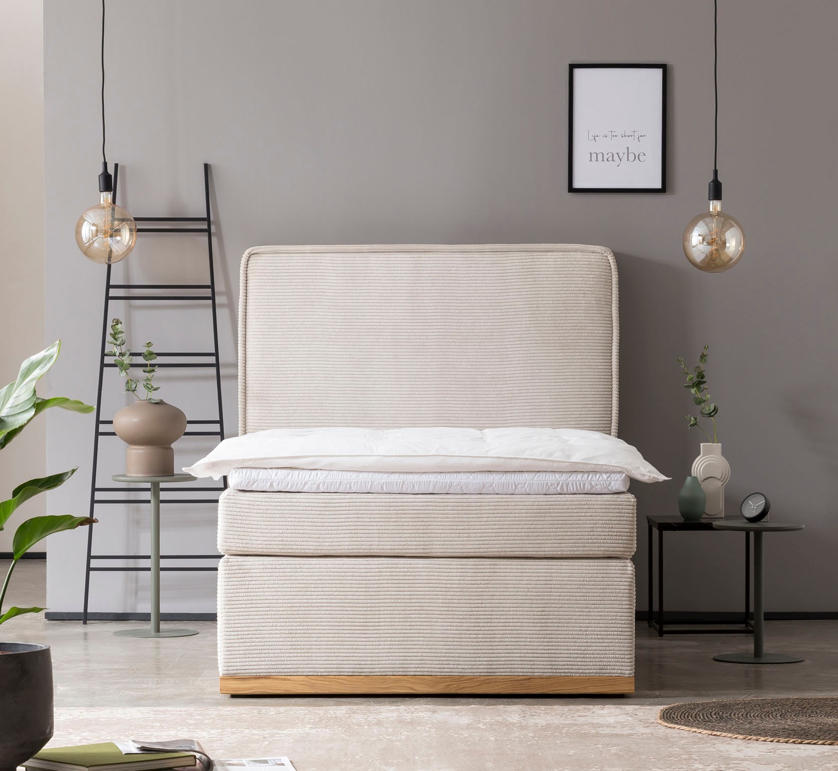 Home affaire Boxspringbett »SHERWOOD Cord Hotelbett, Polsterbett Premiumbett Boxbett« Bestseller Otto´s Choice Luxusbett in 4 Breiten,  Hochwertiger Cord ,weiche Velours-Struktur, mit premium Topper,