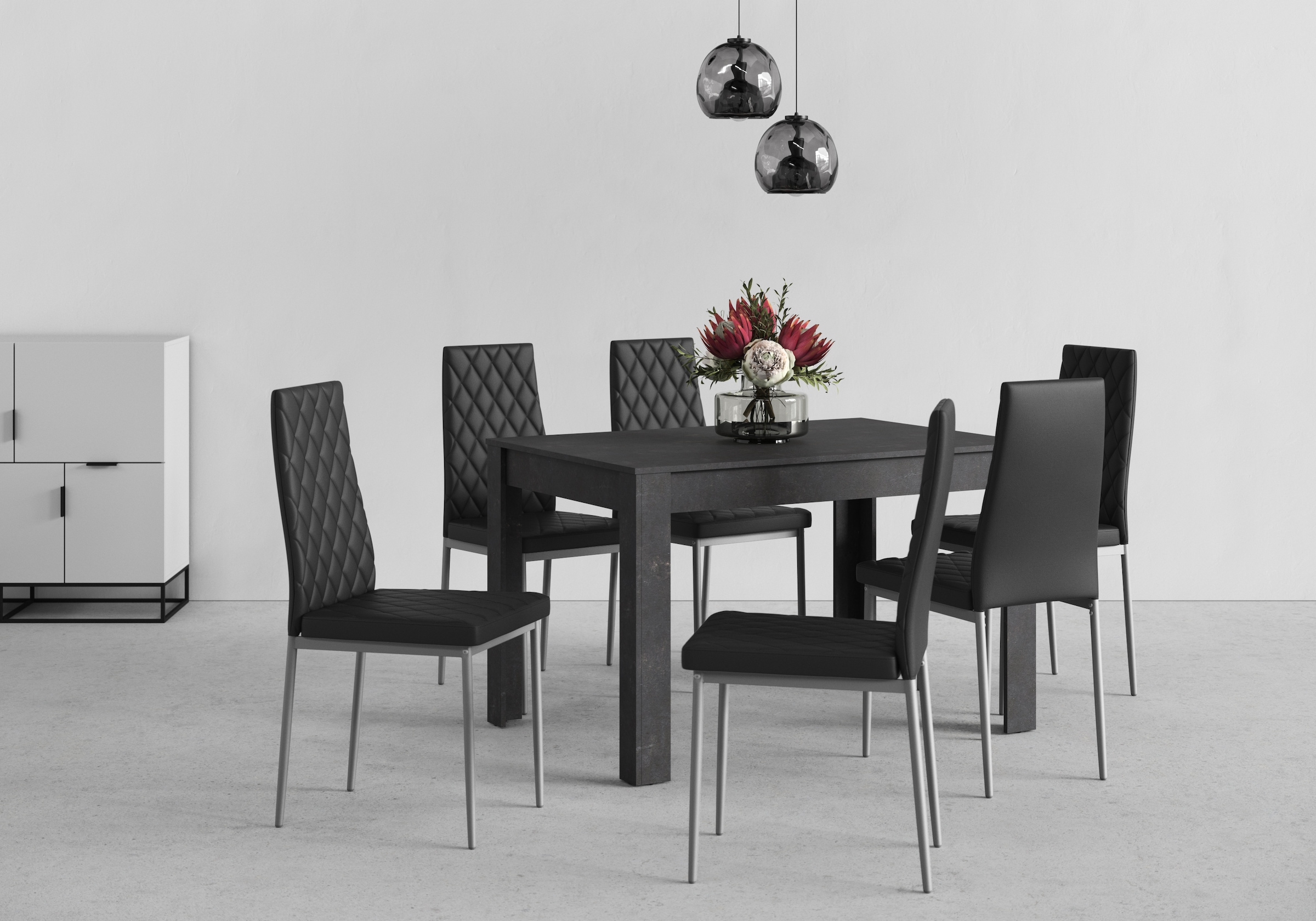 Essgruppe, (Set, 5 tlg.), 4 Stühle mit Tisch in schieferfarben, Breite 120 cm