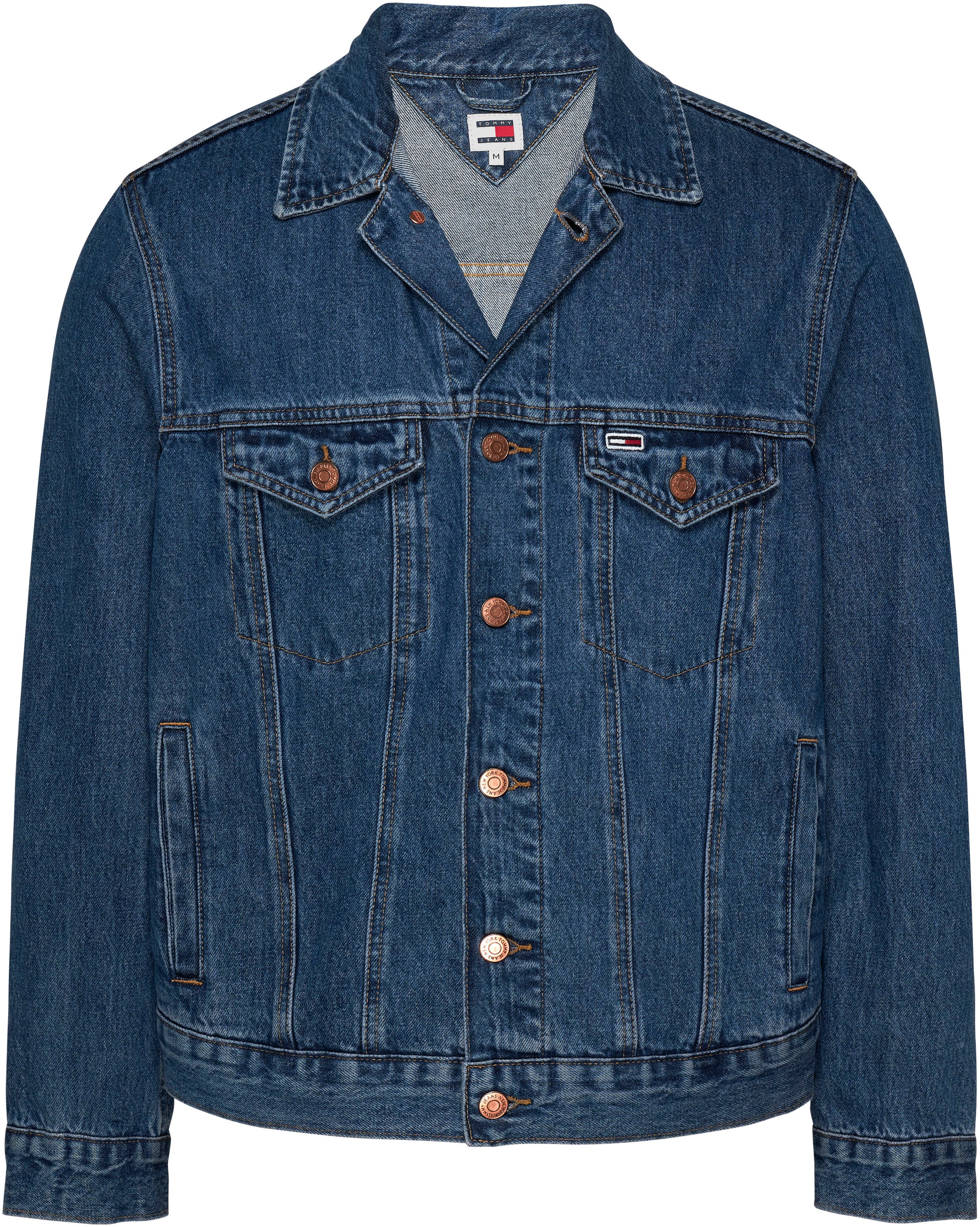 Tommy Jeans Jeansjacke »RYAN RGLR TRCKR JCKT«, leichte Used-Effekte