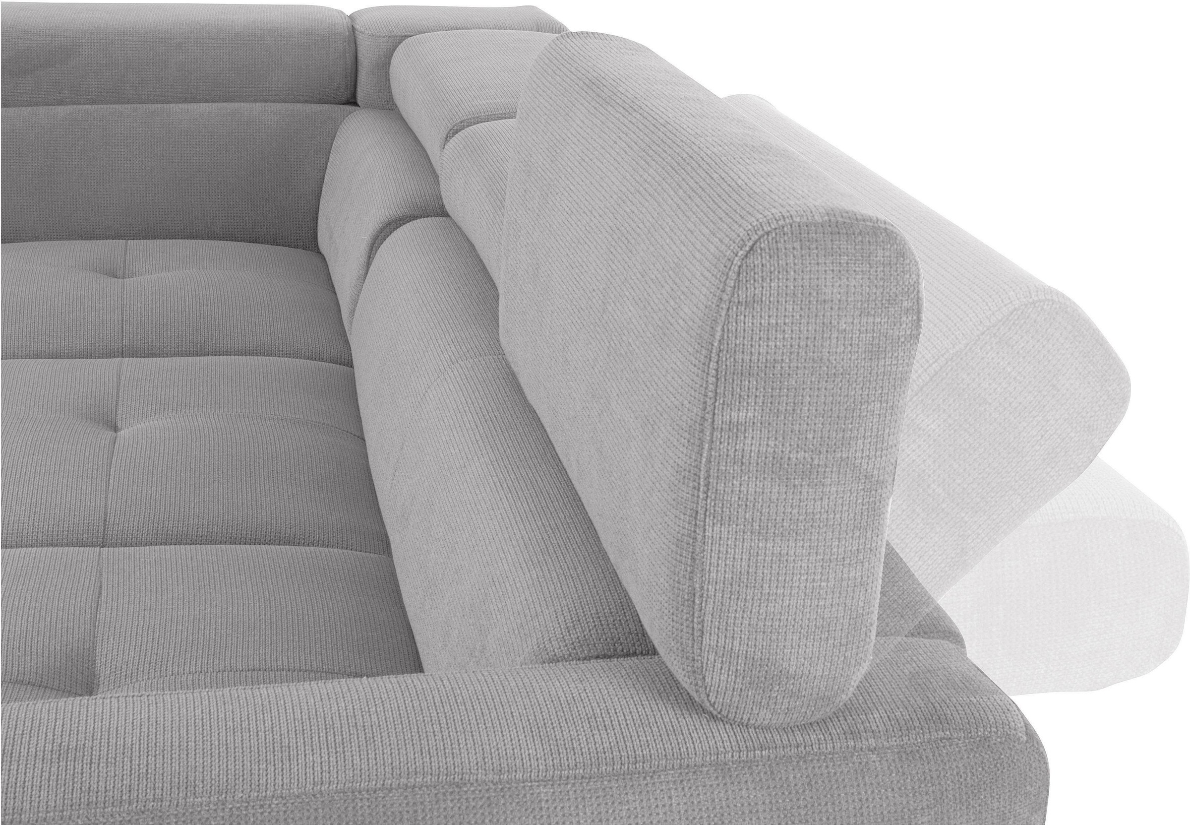 COTTA Polstergarnitur »Sammy L-Form«, (Set), Set bestehend aus: Ecksofa mit Kopfteilverstellung & Hocker