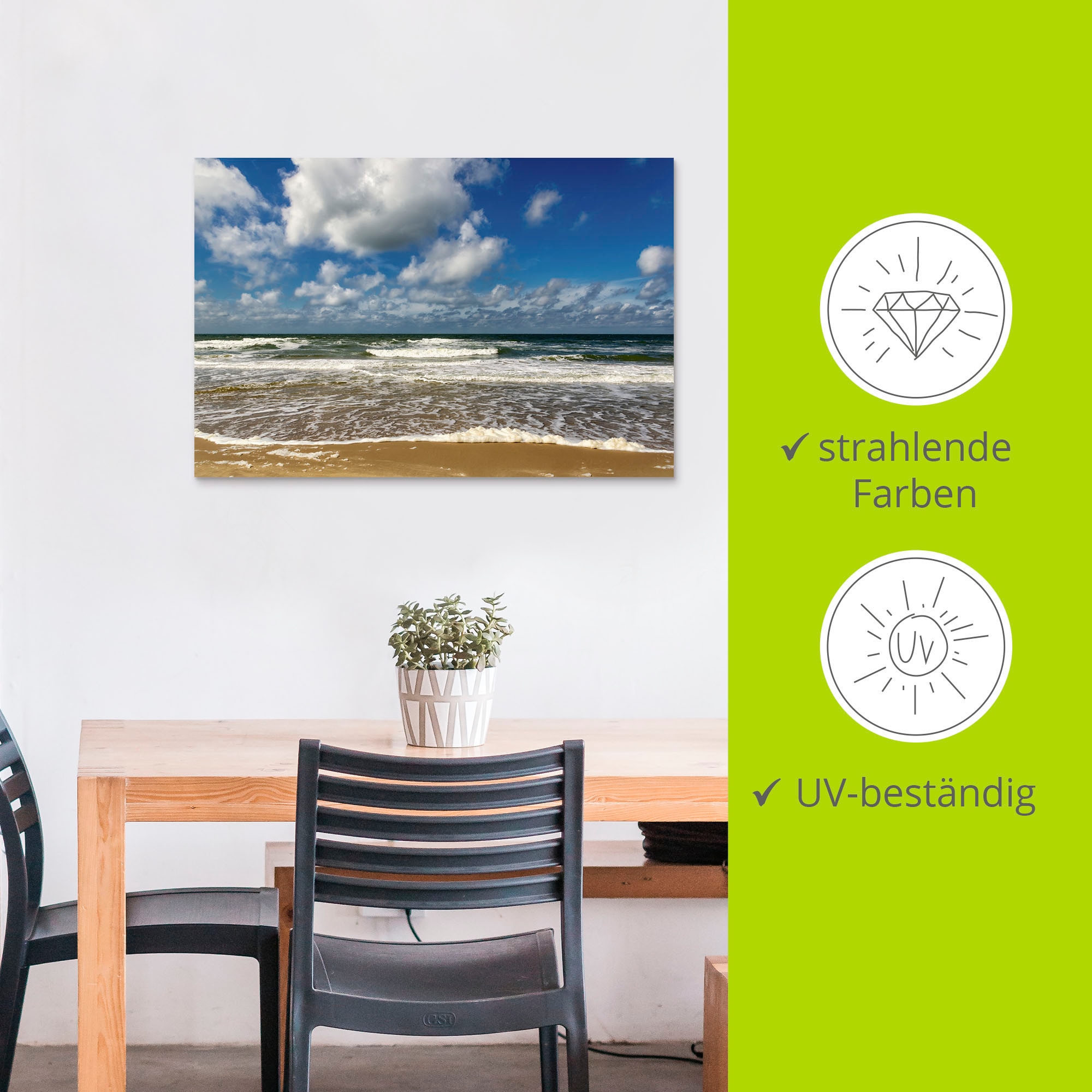 Artland Wandbild »Meeresblick Strand Paal«, Strandbilder, (1 St.), als Alubild, Outdoorbild, Poster, Wandaufkleber in verschied. Größen