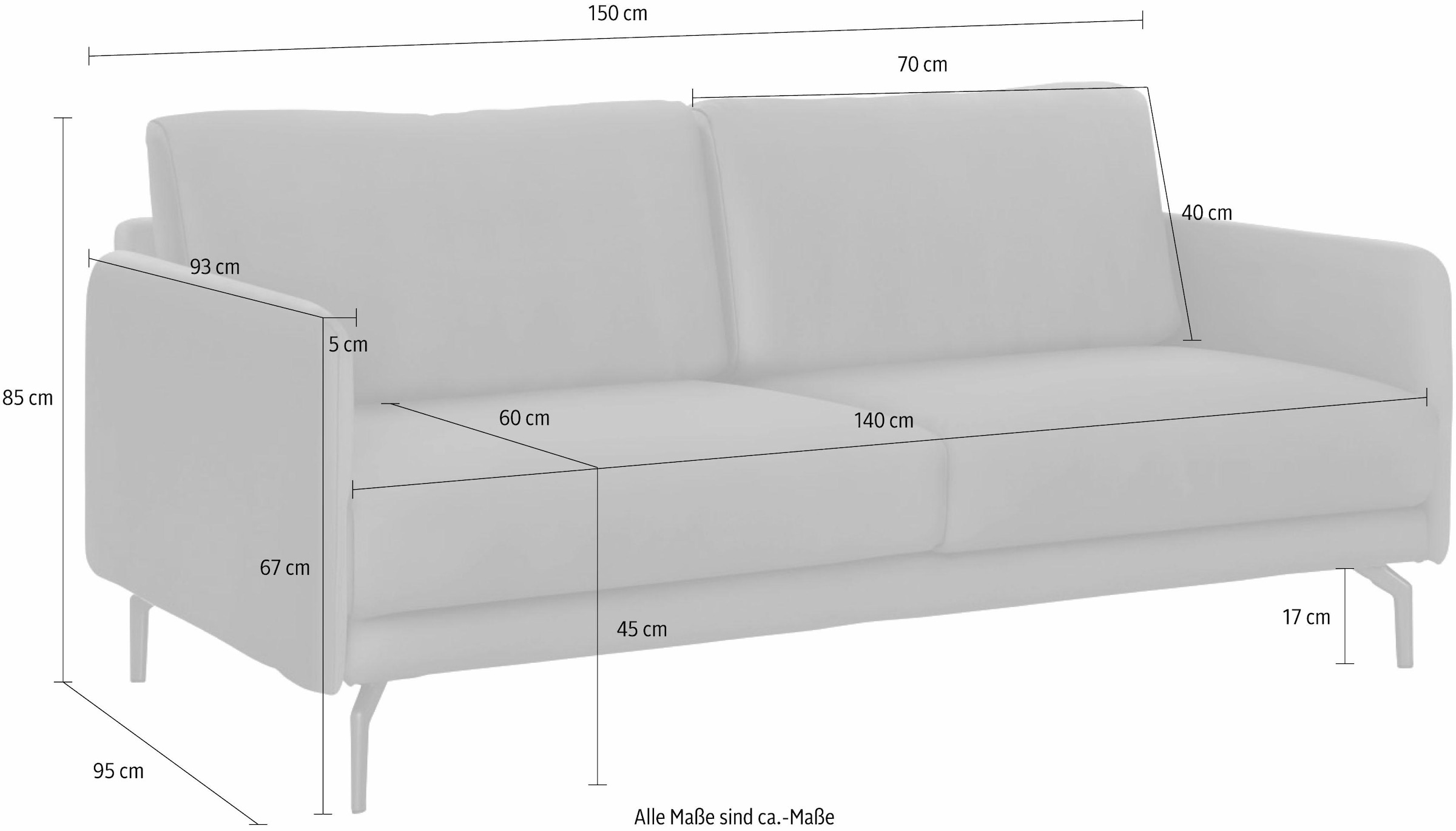hülsta sofa 2-Sitzer »hs.450«, Armlehne sehr schmal, Alugussfüße in  umbragrau, Breite 150 cm bequem bestellen