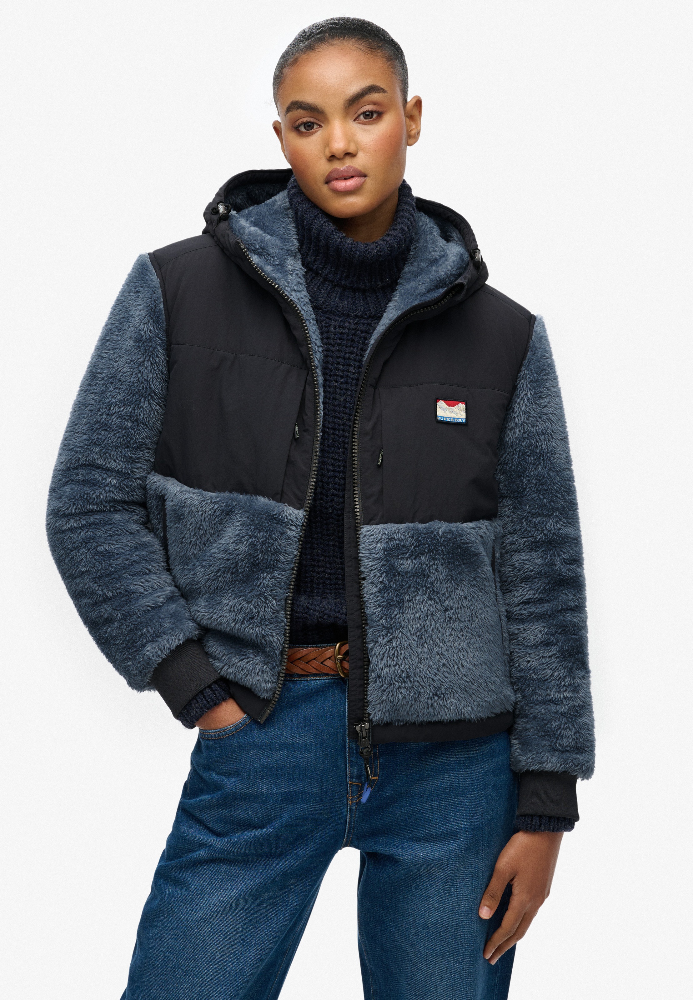 Superdry Hybridjacke »SUPER SOFT HYBRID FULL ZIP« mit Kapuze Kunstfaser, oversize