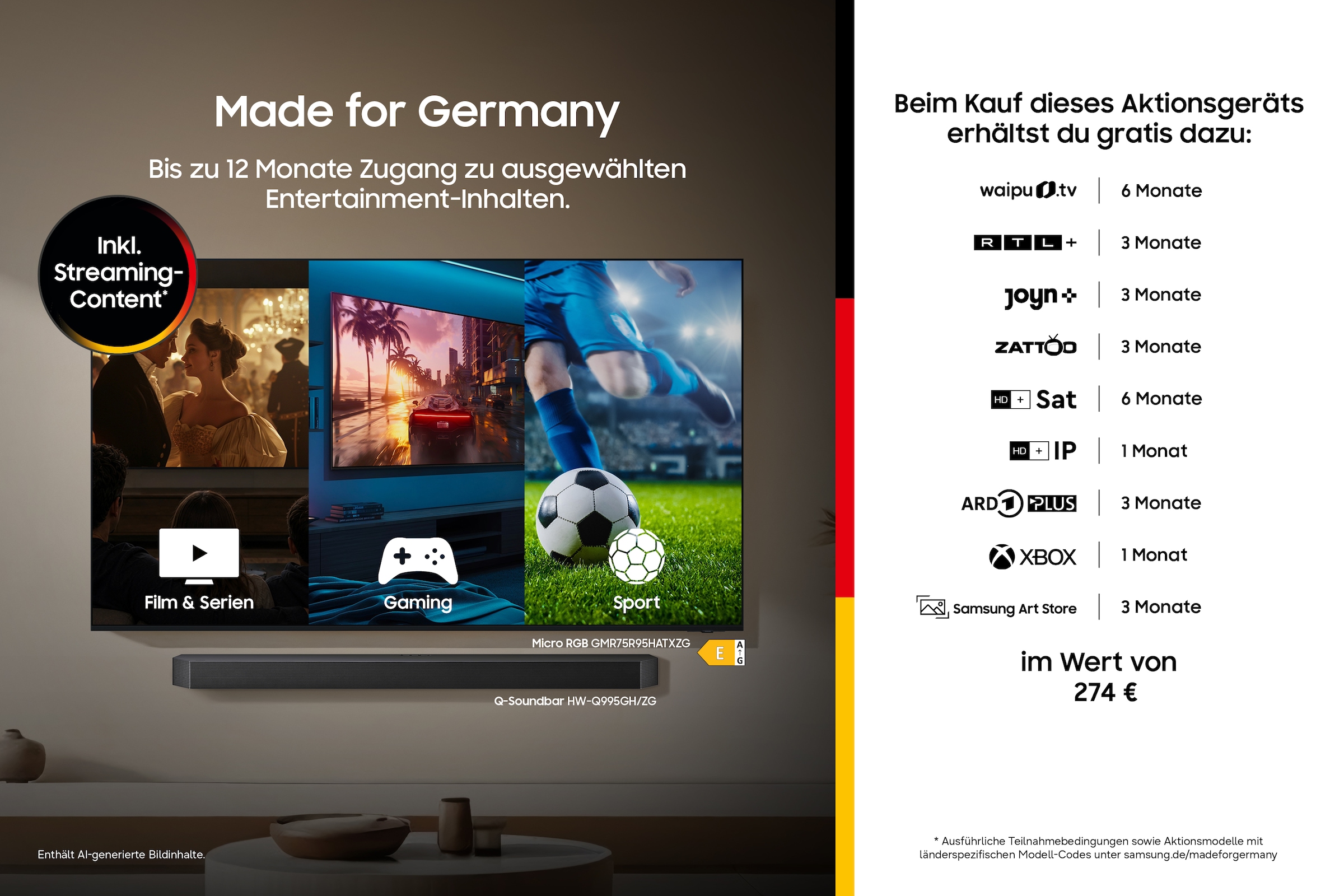 Samsung QLED-Fernseher »GQ43LS03HAU« 108 cm/43 ″ Smart-TV Art Mode Kunstwerken, Design wandbündig, Antireflexion mit Glare Free