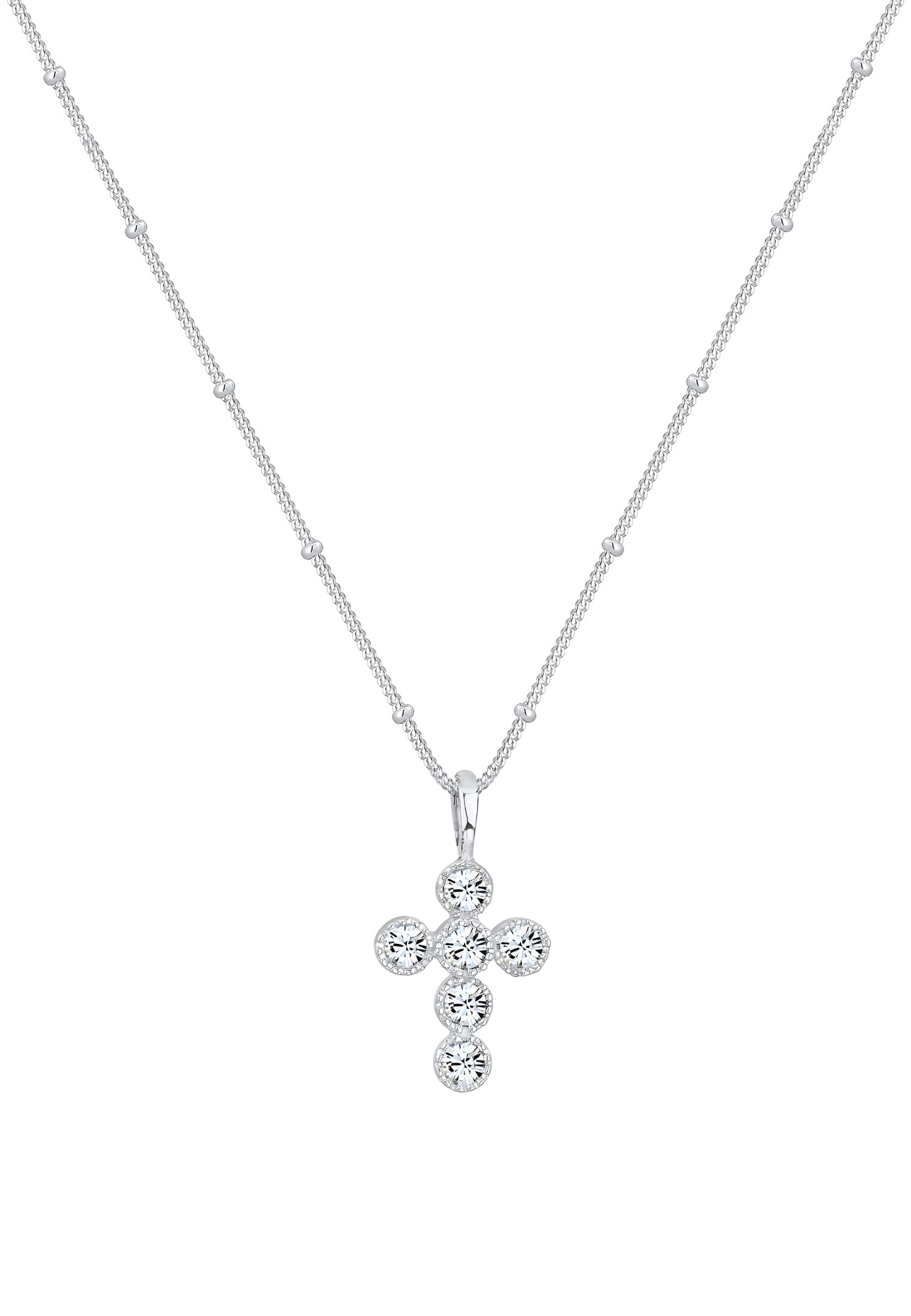 Elli Silberkette »Halskette Kreuz Glas Kristalle 925 Sterling Silber«
