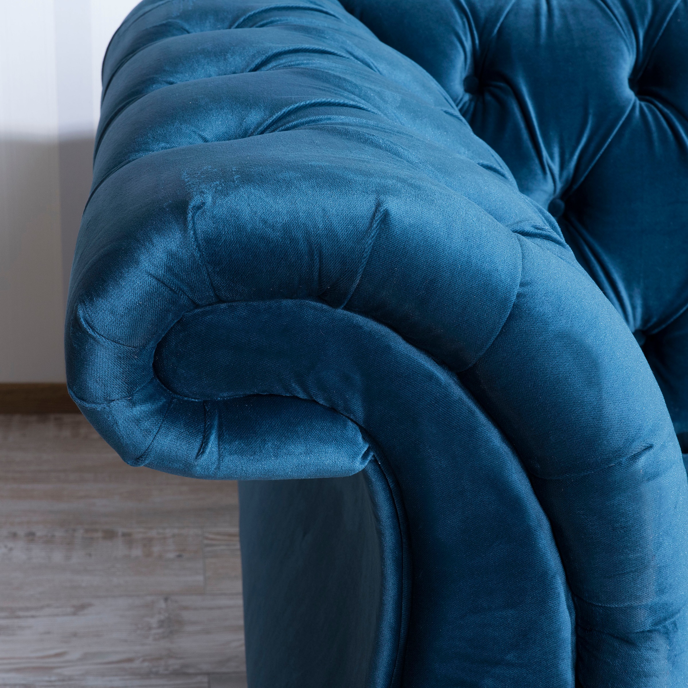 Max Winzer® Chesterfield-Sofa »Isabelle«, Knopfheftung & gedrechselten Füßen in Buche Nussbaum, Breite 200 cm