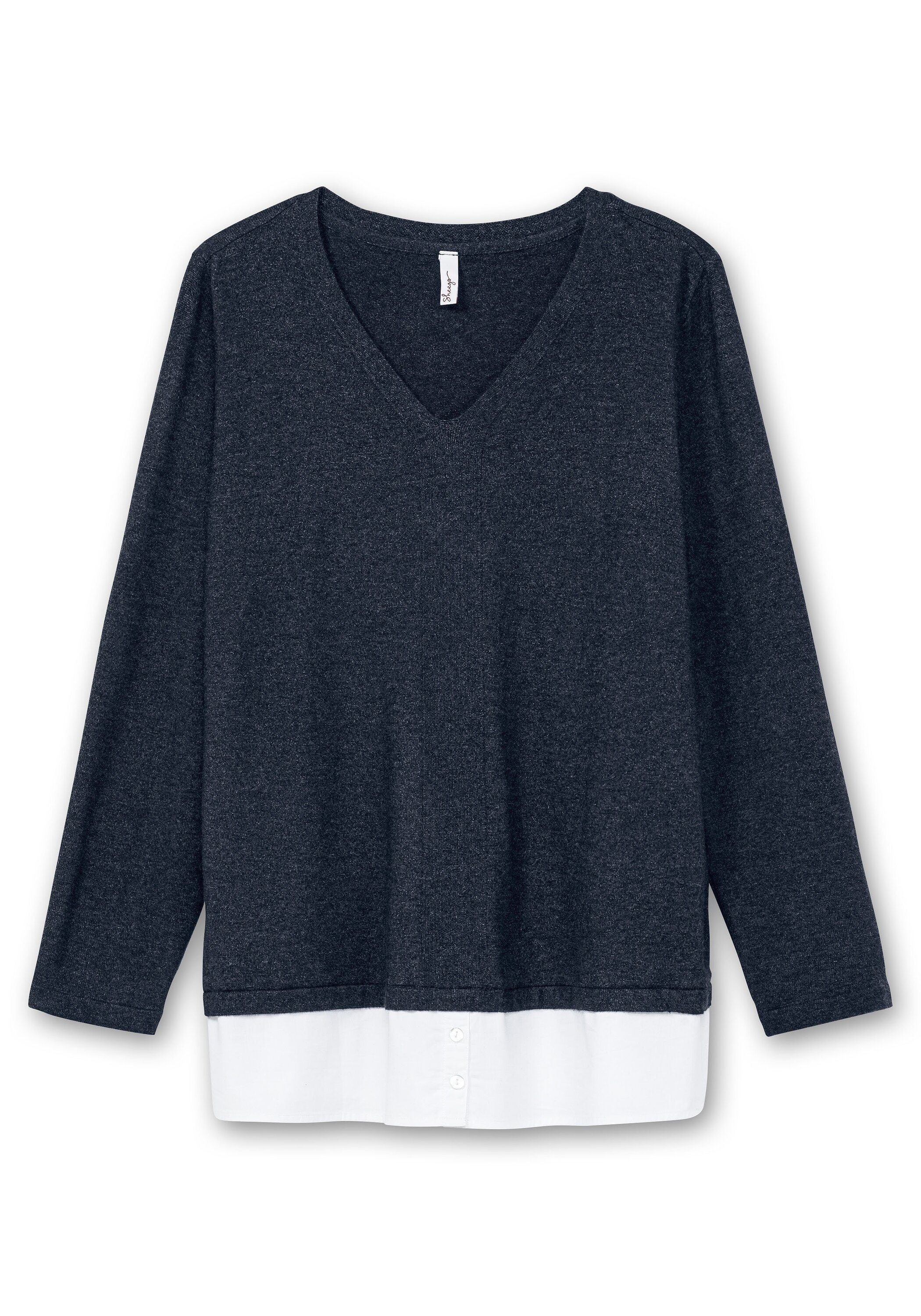 Sheego Strickpullover »Pullover im Lagenlook, mit Blusenbesatz«, im Lagenlook, mit Blusenbesatz