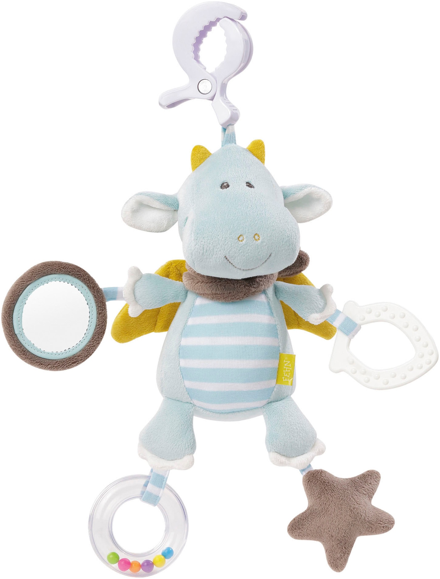 Fehn Greifspielzeug "Little Castle, Activity-Drache mit Klemme" mit Klemme