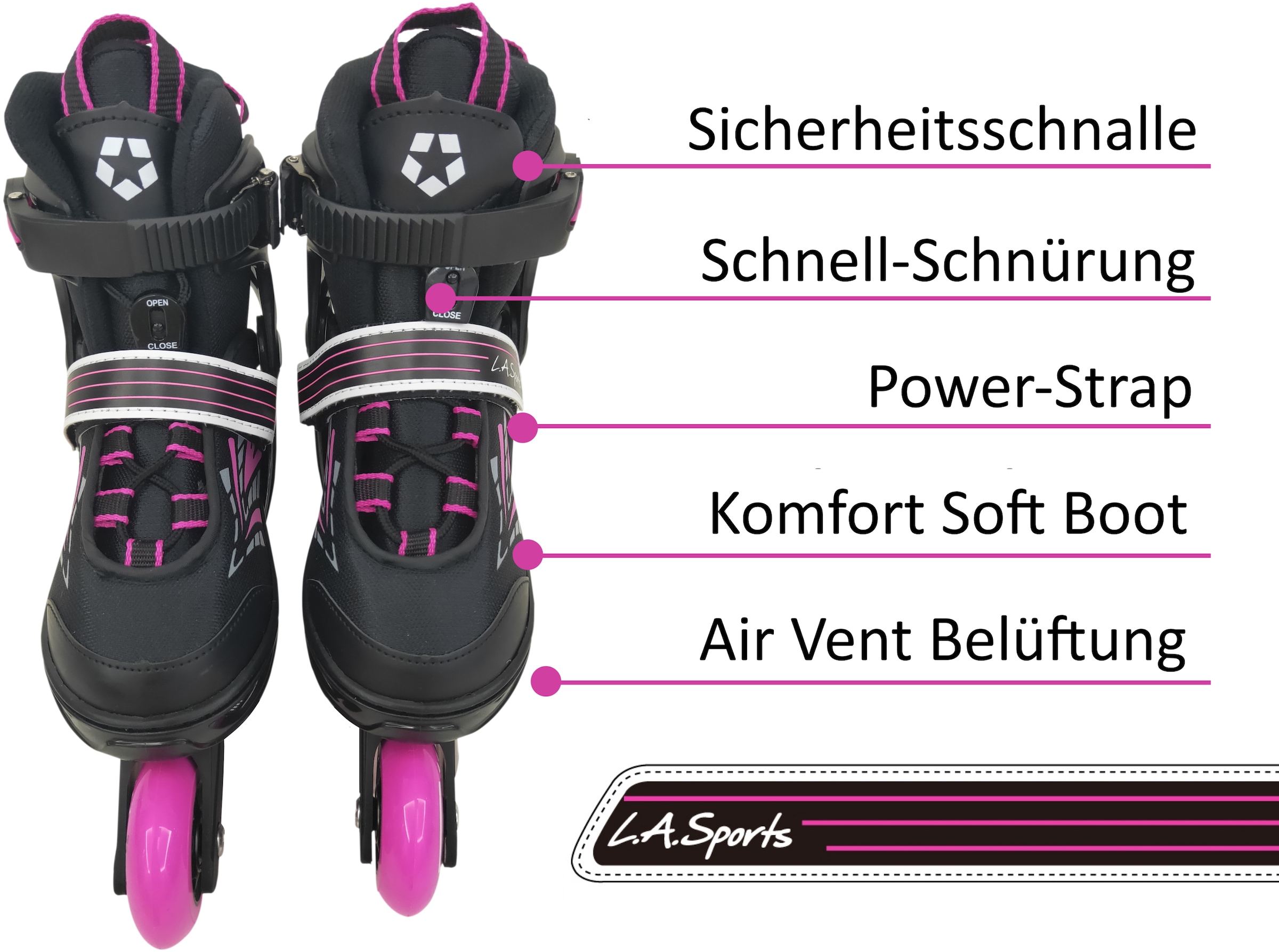 L.A. Sports Inlineskates »Inliner Skate Softboot Kinder Jugendliche Größenverstellung«