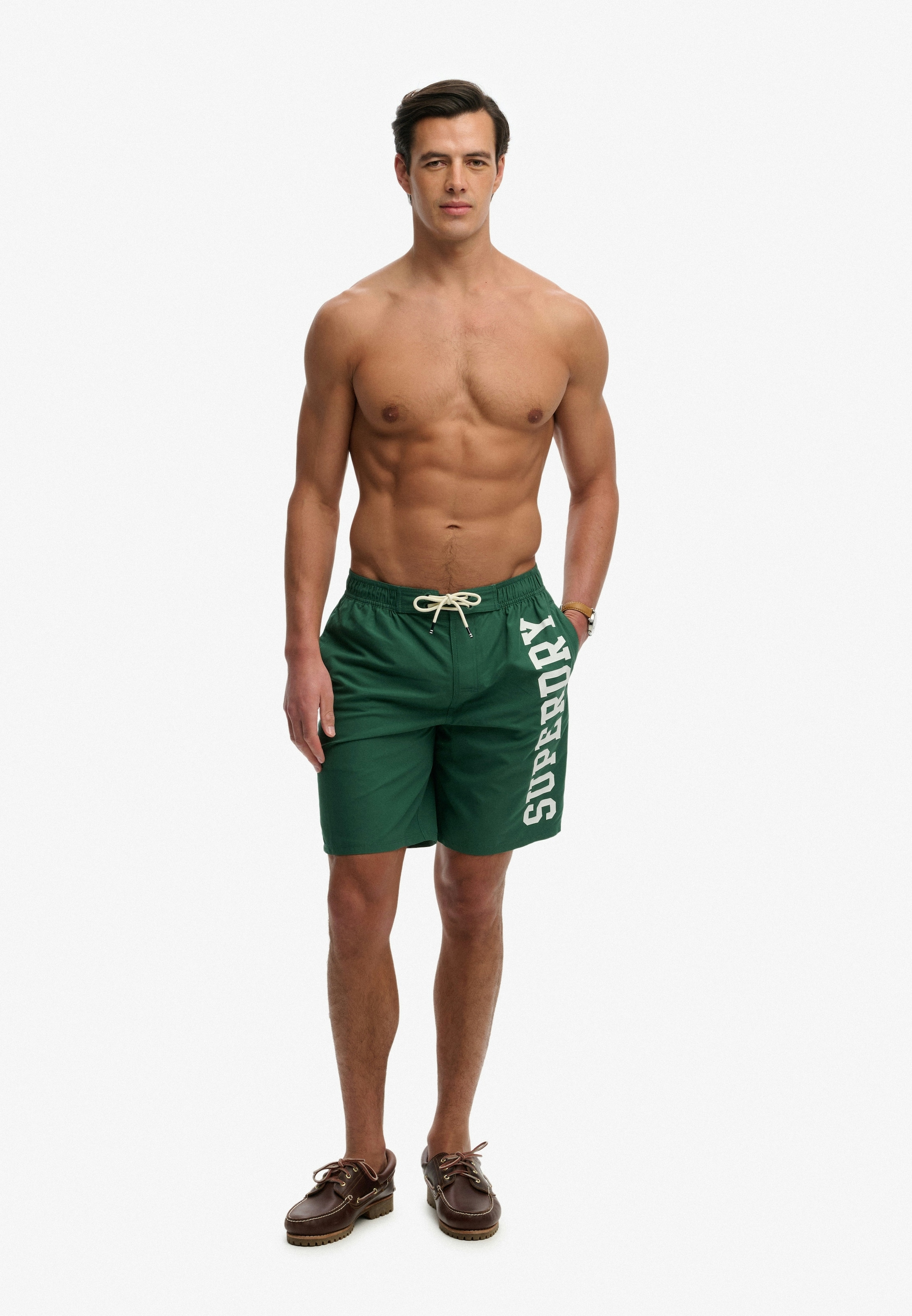 Superdry Badeshorts »LOGO 19 BOARDSHORT« lockere Passform, bedruckte Optik, aus Polyester