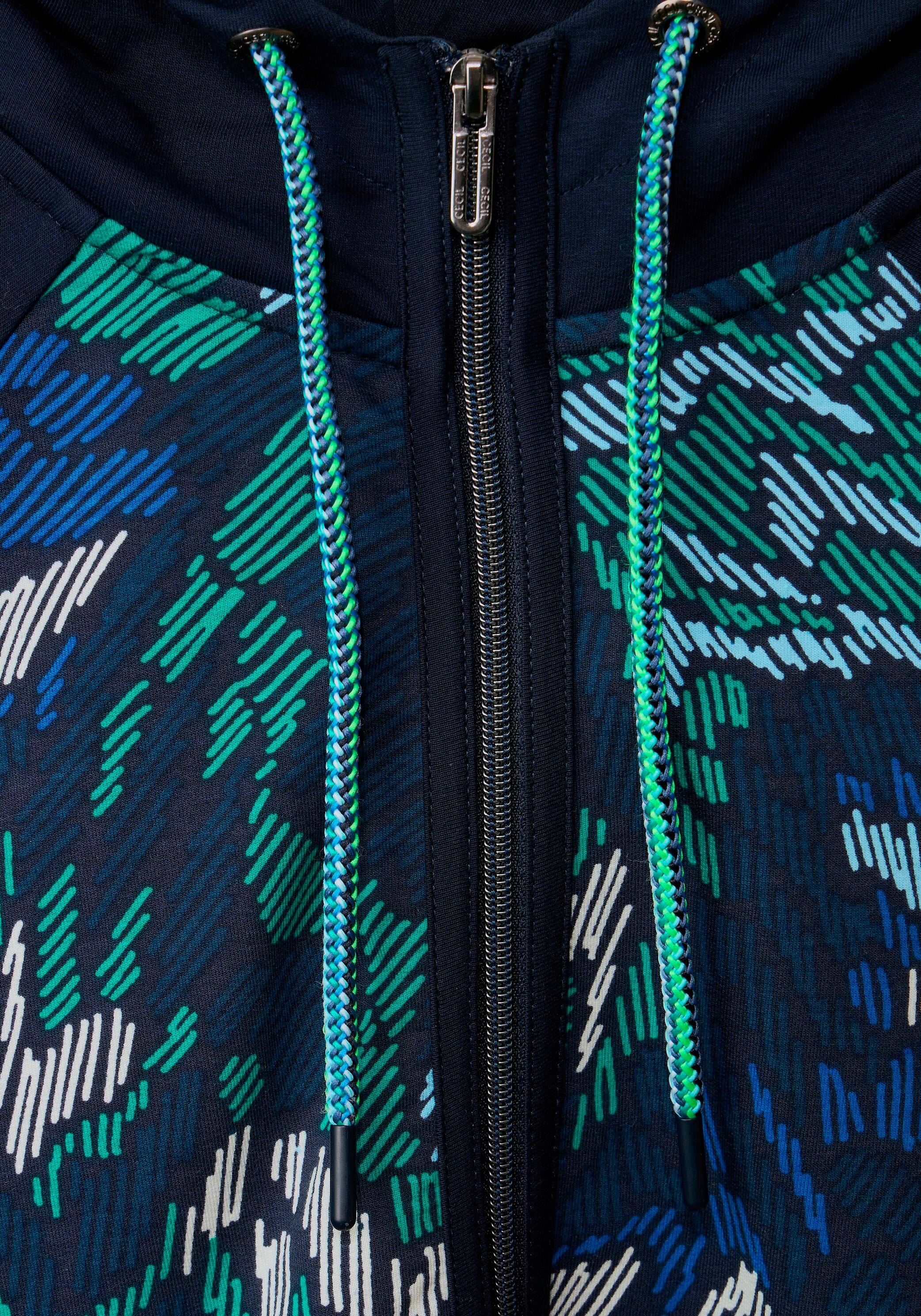 Frontprint ♕ und Shirtjacke Jacket«, »Solid bei Mix Streifenappltikation mit Print Cecil