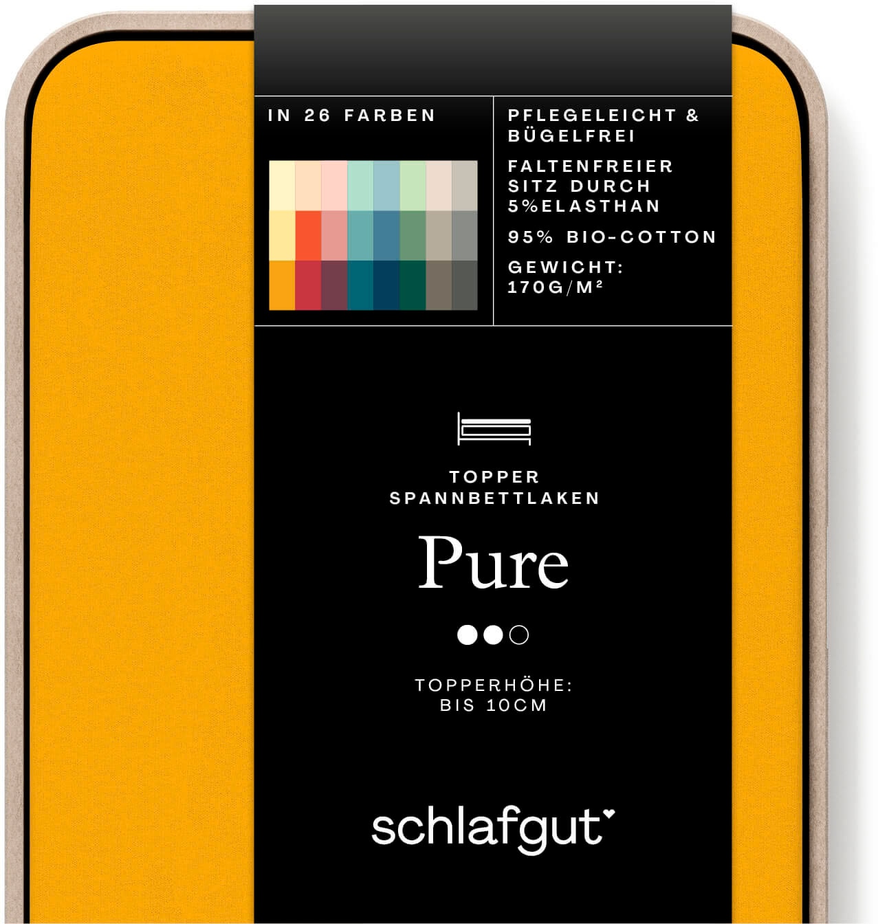 Schlafgut Spannbettlaken »PURE TOPPER in Gr. 90x200, 140x200 oder 180x200 cm, Laken für Topper«, aus 100% Bio-Baumwolle, für Matratzen bis 10 cm Höhe, Bettlaken