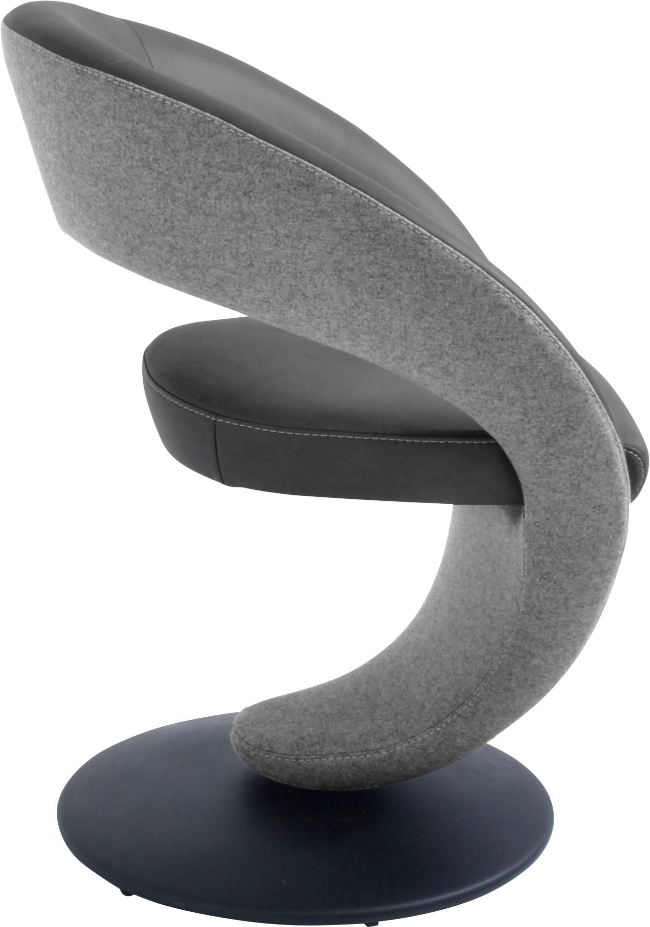 K+W Komfort & Wohnen Drehstuhl »Wave«, Leder CLOUD-Lodenstoff, Design-Drehstuhl, Drehteller in Metall schwarz, Farbkombination