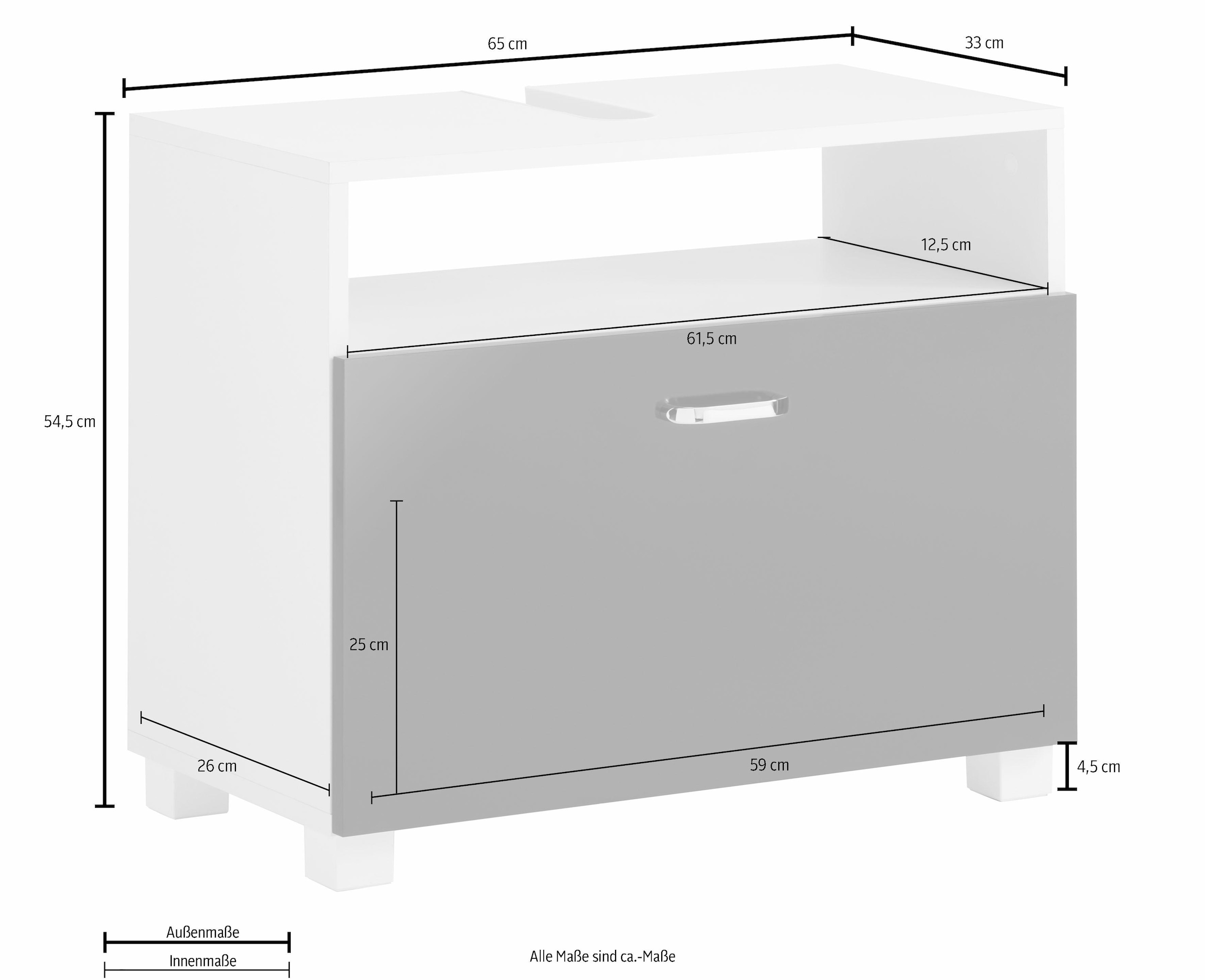 und cm, Garantie | Waschbeckenunterschrank XXL 54,5 Jahren Höhe Schublade großer mit kaufen mit Metallgriffen Schildmeyer 3 Badezimmerschrank online »Colli«,