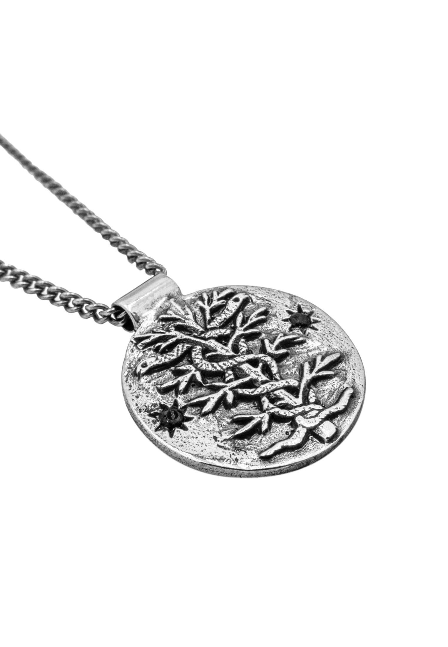 HAZE & GLORY Kette mit Anhänger »Halskette Münze Onyx Schlange - Antidote 925 Silber«