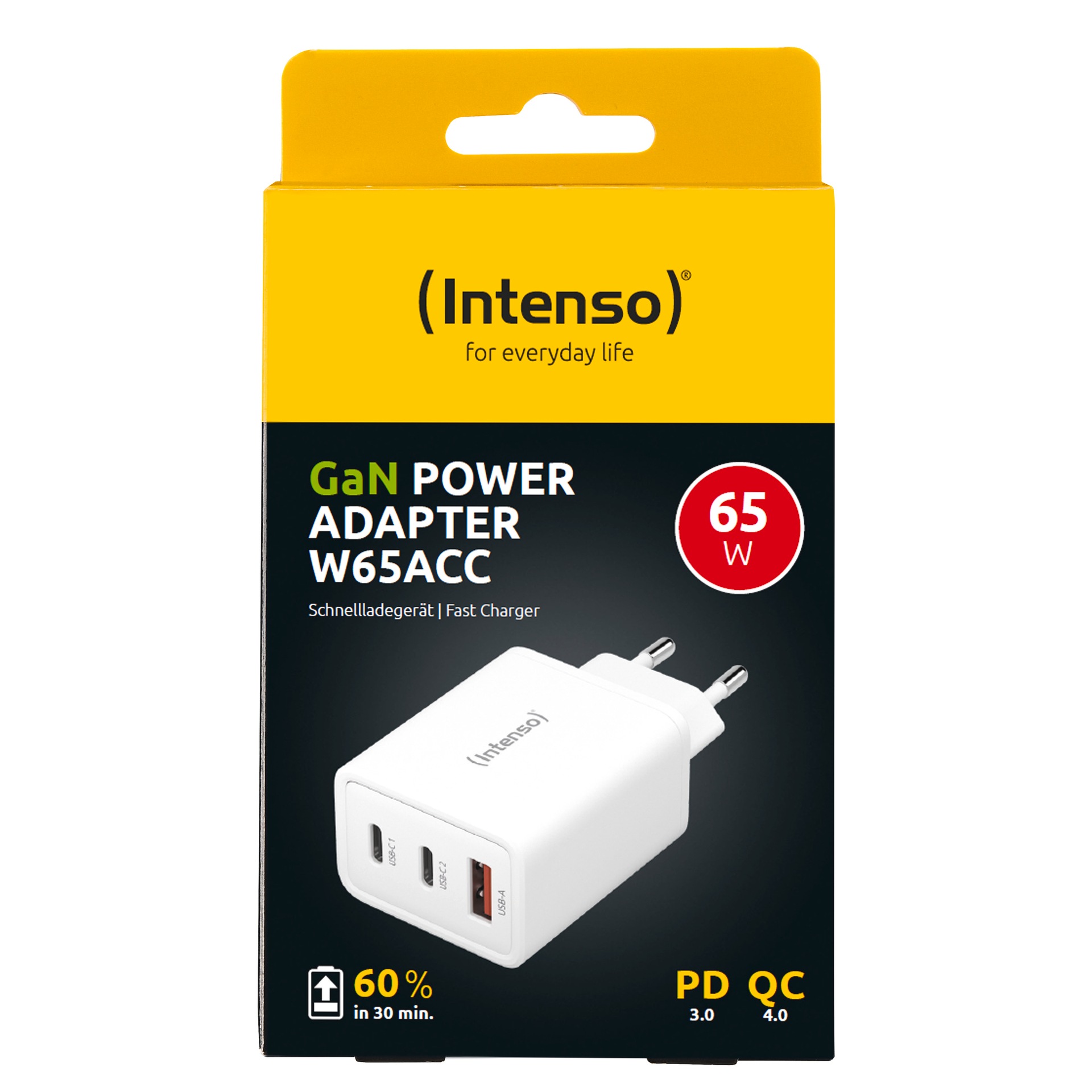 Intenso USB-Ladegerät »GaN Power Adapter W65ACC, 65W USB-A und 2x USB-C«