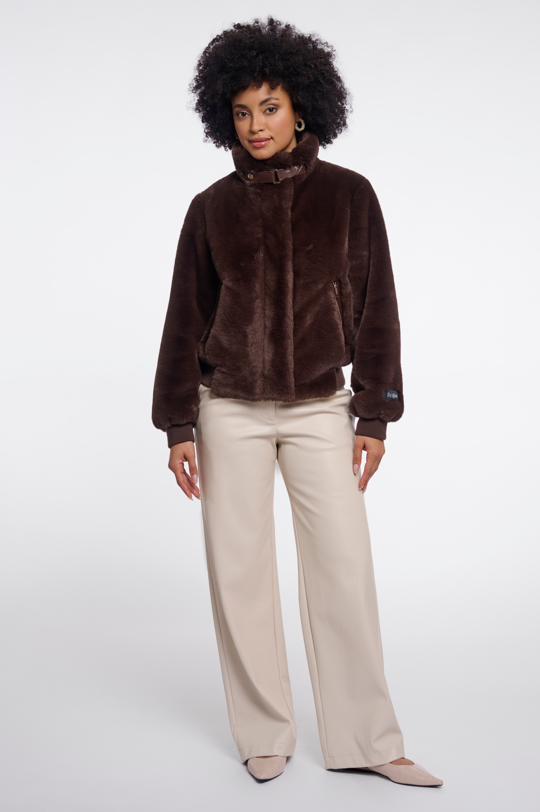 Rino & Pelle Fellimitatjacke »AMBRA« mit Riemen-Detail