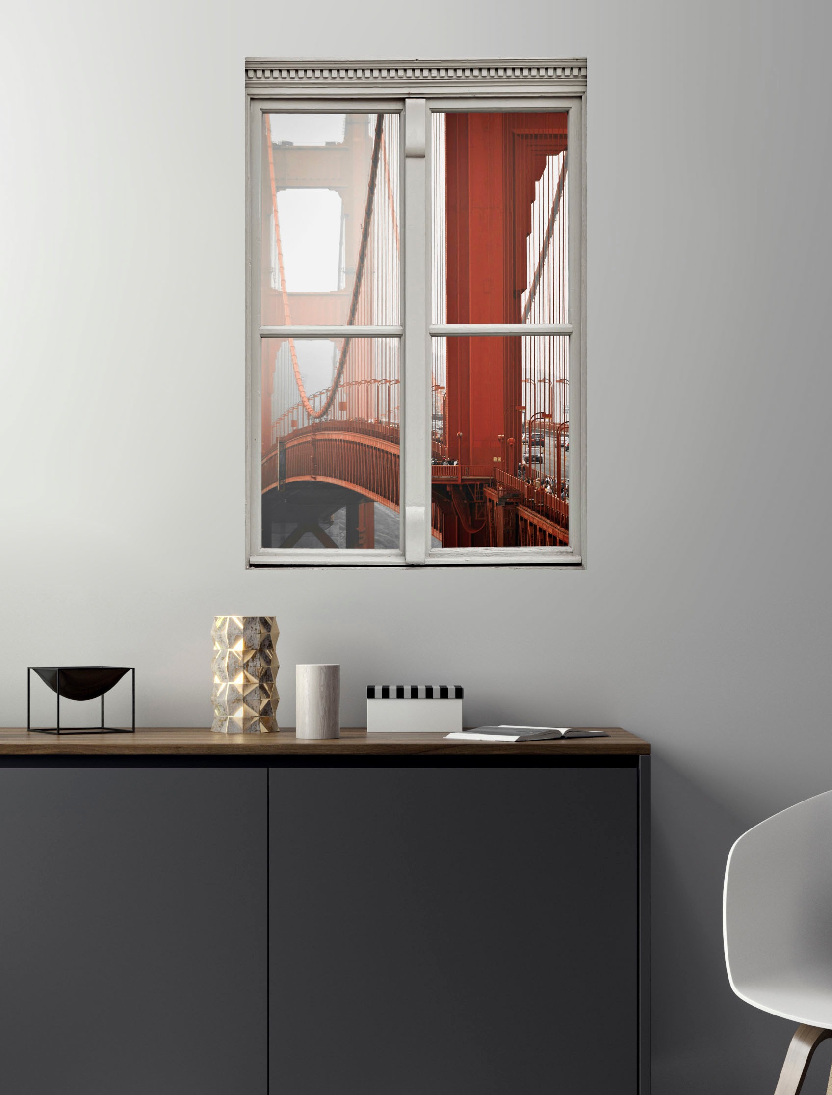queence Wandsticker »Brücke«, Wandsticker, Wandbild, selbstklebend, 3D, Fenster