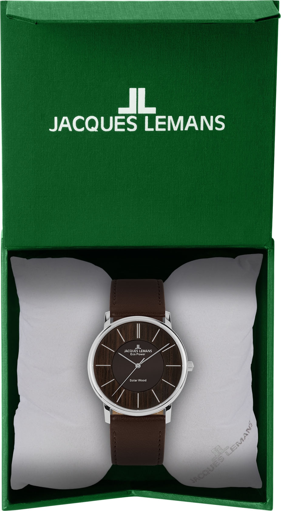 Jacques Lemans Solaruhr »Eco Power Solar Wood, 1-2105A«, Armbanduhr, Holz-Zifferblatt