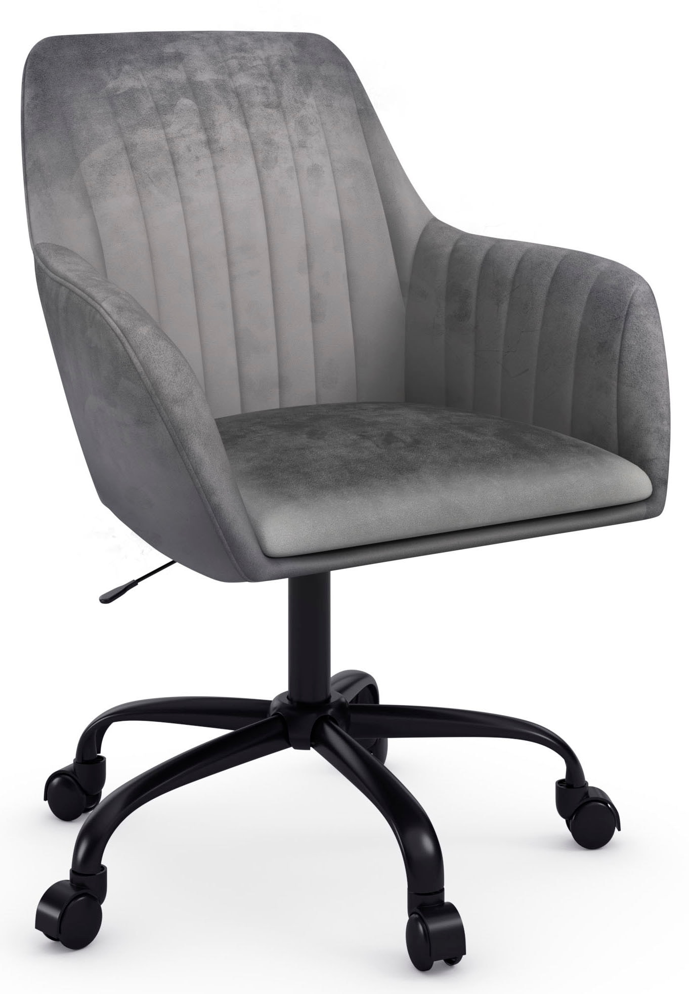 OTTO home Bürostuhl "Perry2" () eleganter Samtstuhl, schwarzes Drehkreuz,Polsterung in Längsnaht-Optik