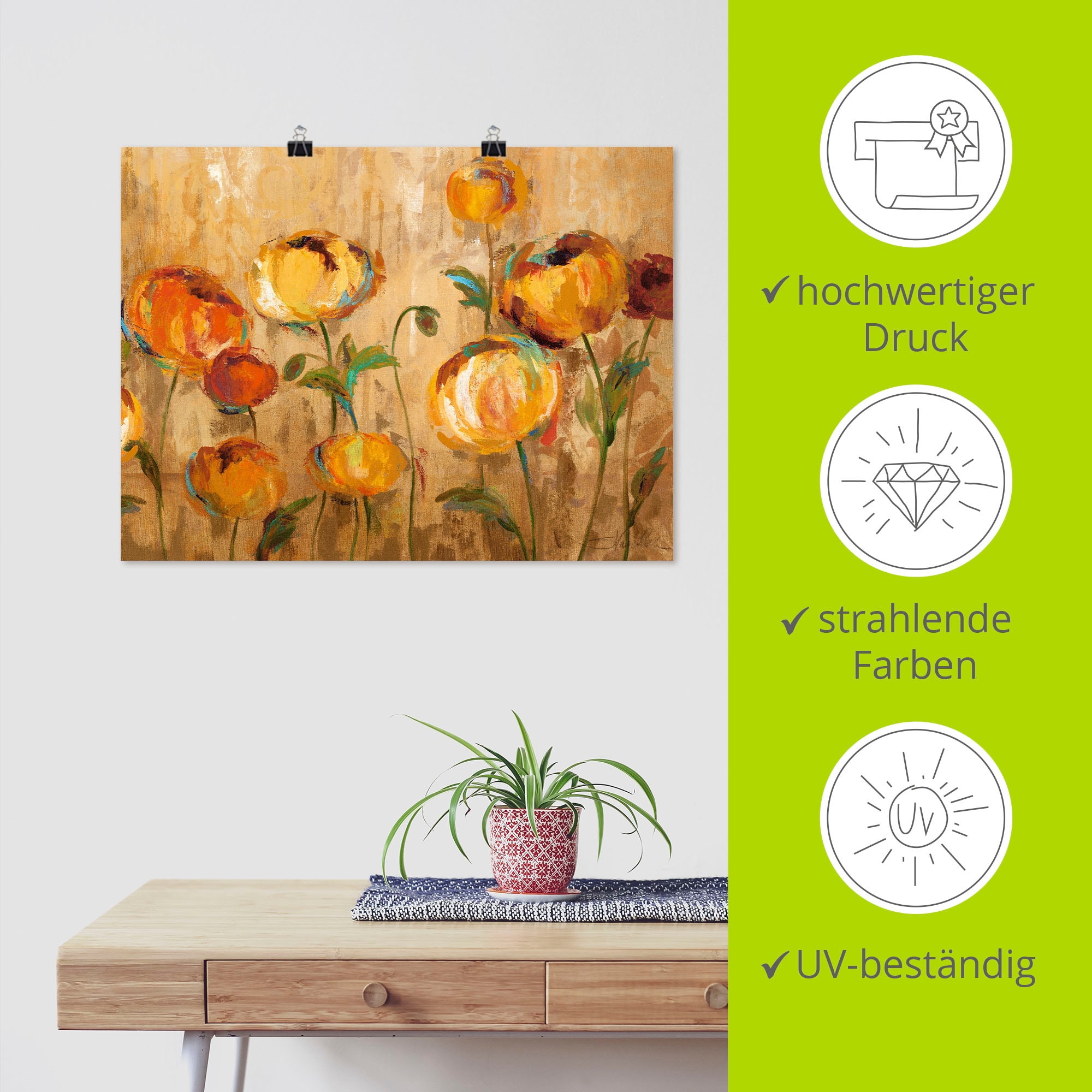 Artland Wandbild »Freudige Ranunkel« Blumen 1 Stk. tlg. als Leinwandbild, Poster in verschied. Größen