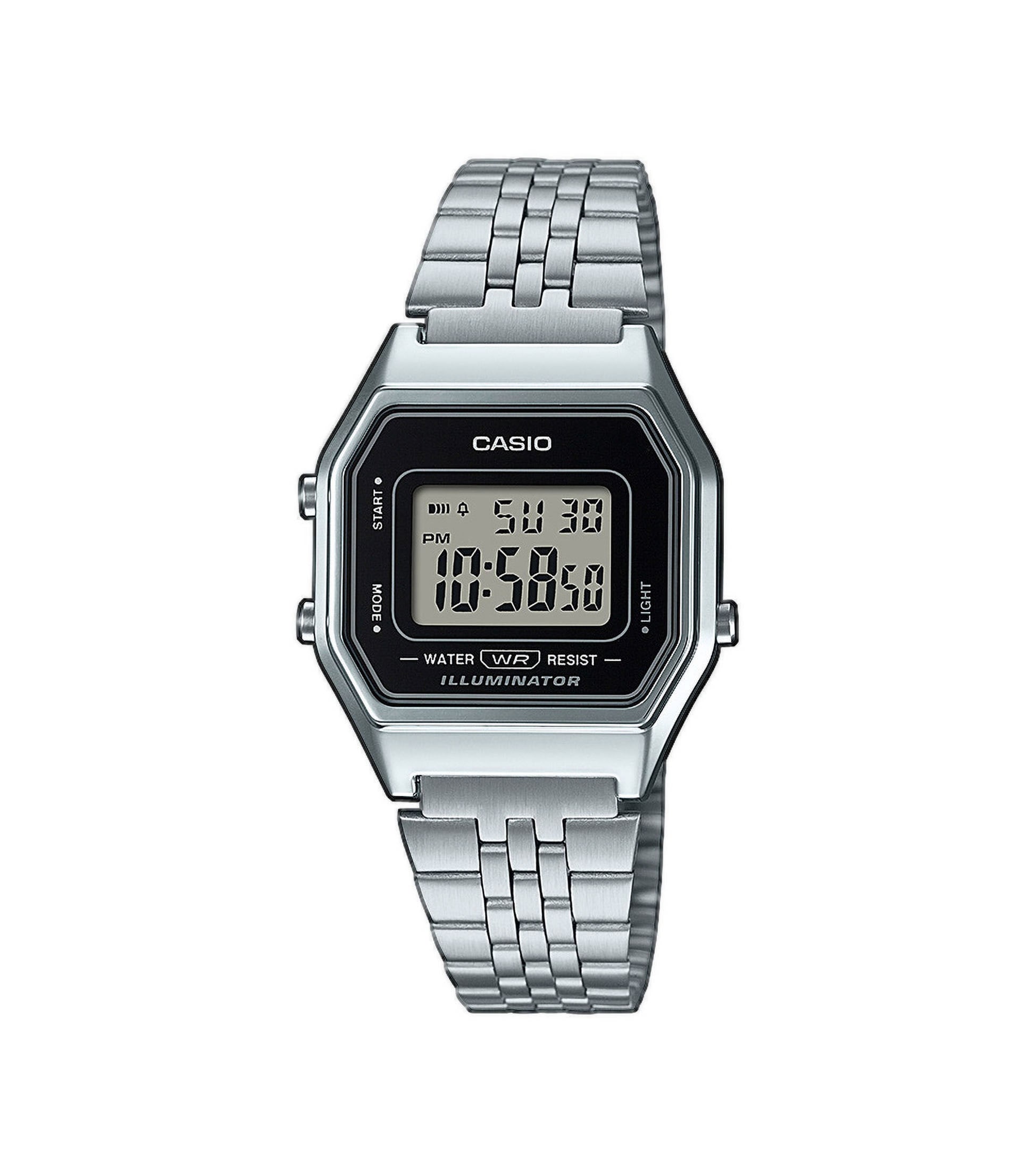 CASIO VINTAGE Chronograph Quarzuhr, Armbanduhr, Damenuhr, Edelstahlarmband, digital