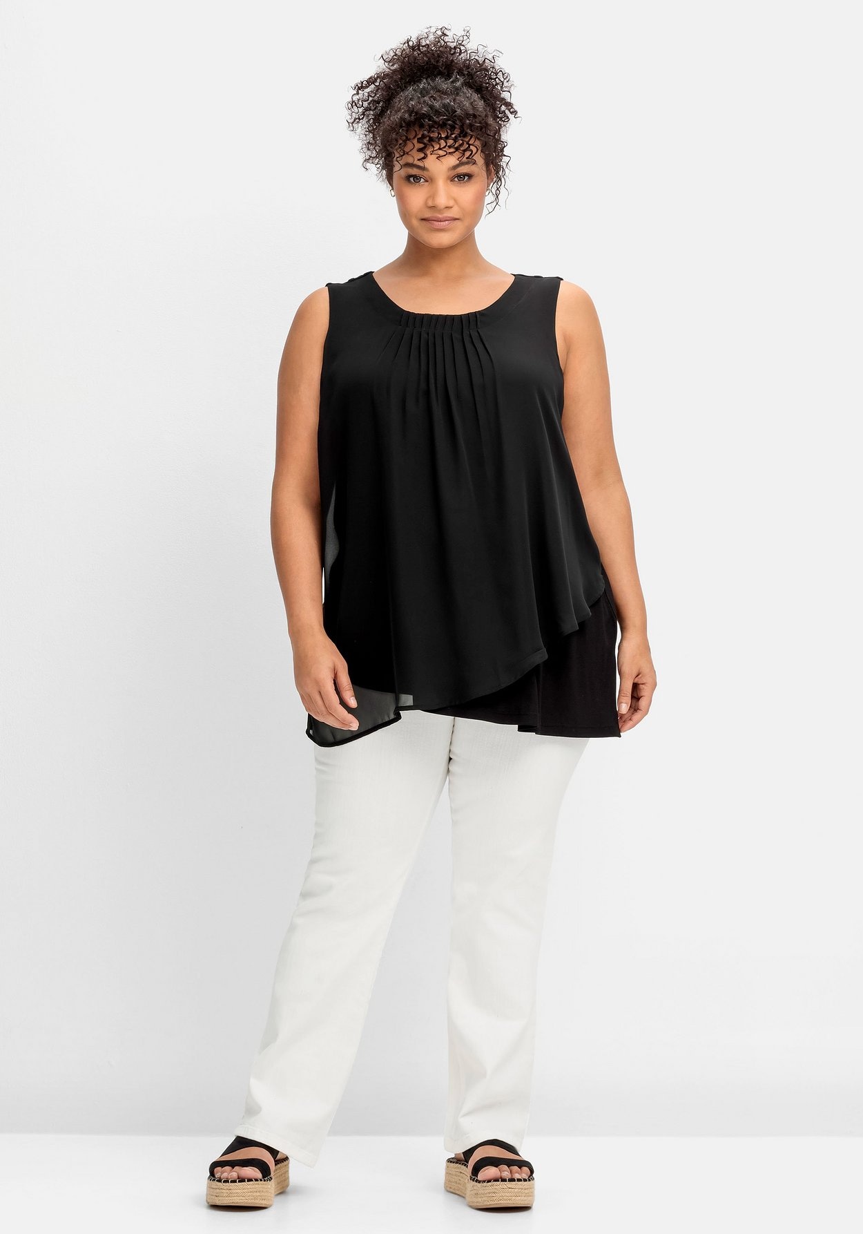 Sheego Longtop »Top mit Chiffon und blickdichtem Jersey«