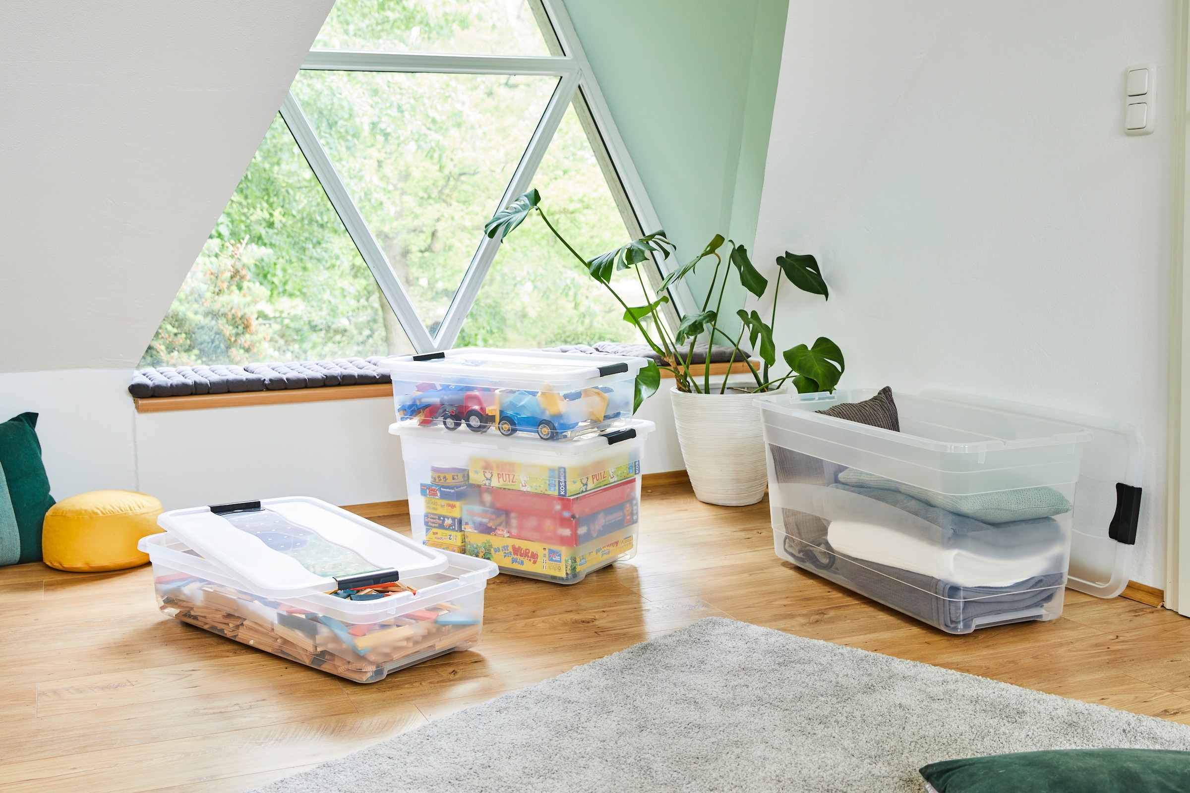 keeeper Aufbewahrungsbox »Konrad, Box mit Rollen, 2er Set, 33 L, 79,5 x 39,5 x 18 cm« durch Clips verschließbar, Griffe und Rollen am Boden