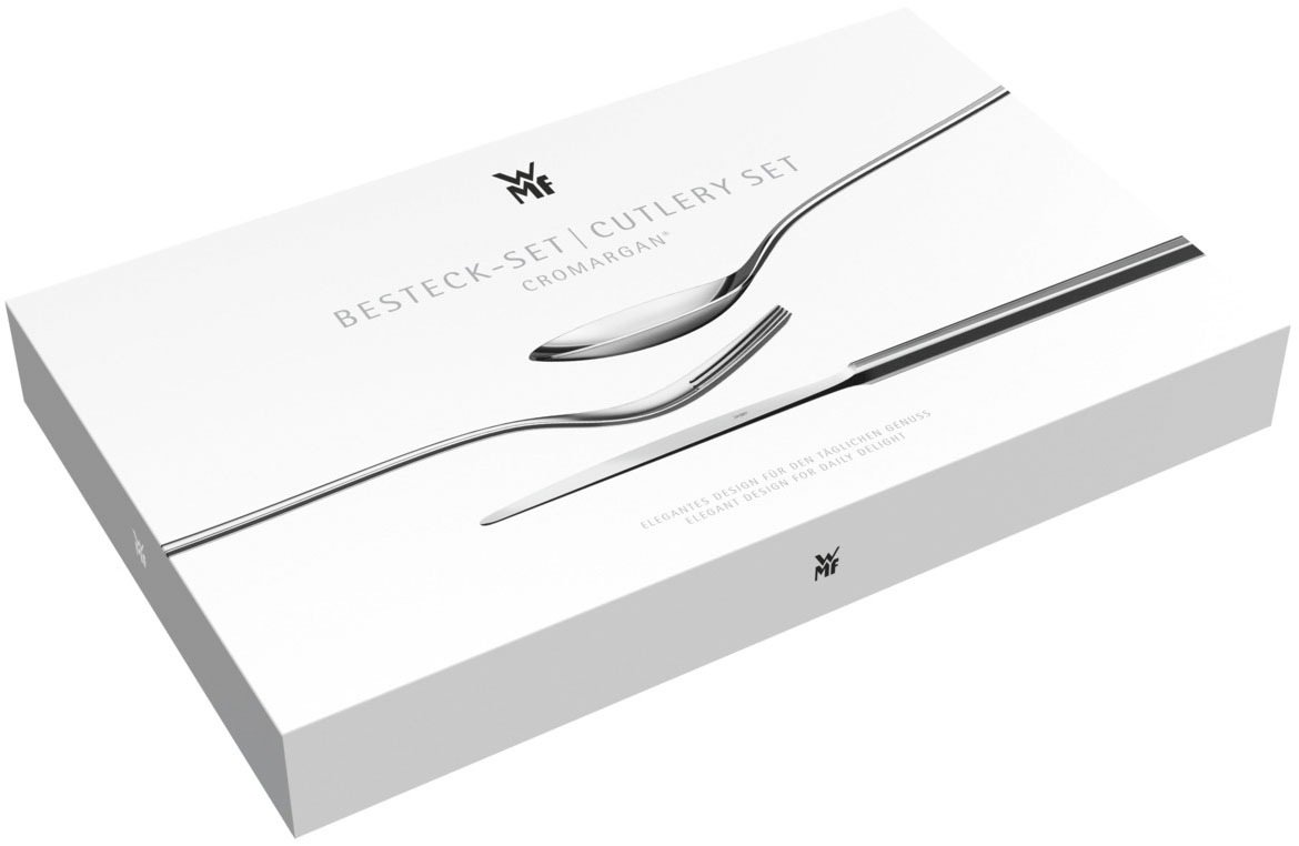 WMF Besteck-Set »Palma in klassisch-stilsicherer Optik, ergonomisch, Wellenschliff«, (Set, 30 tlg.), spülmaschinengeeignet, optimale Schärfe, hochwertiger Besteckkasten