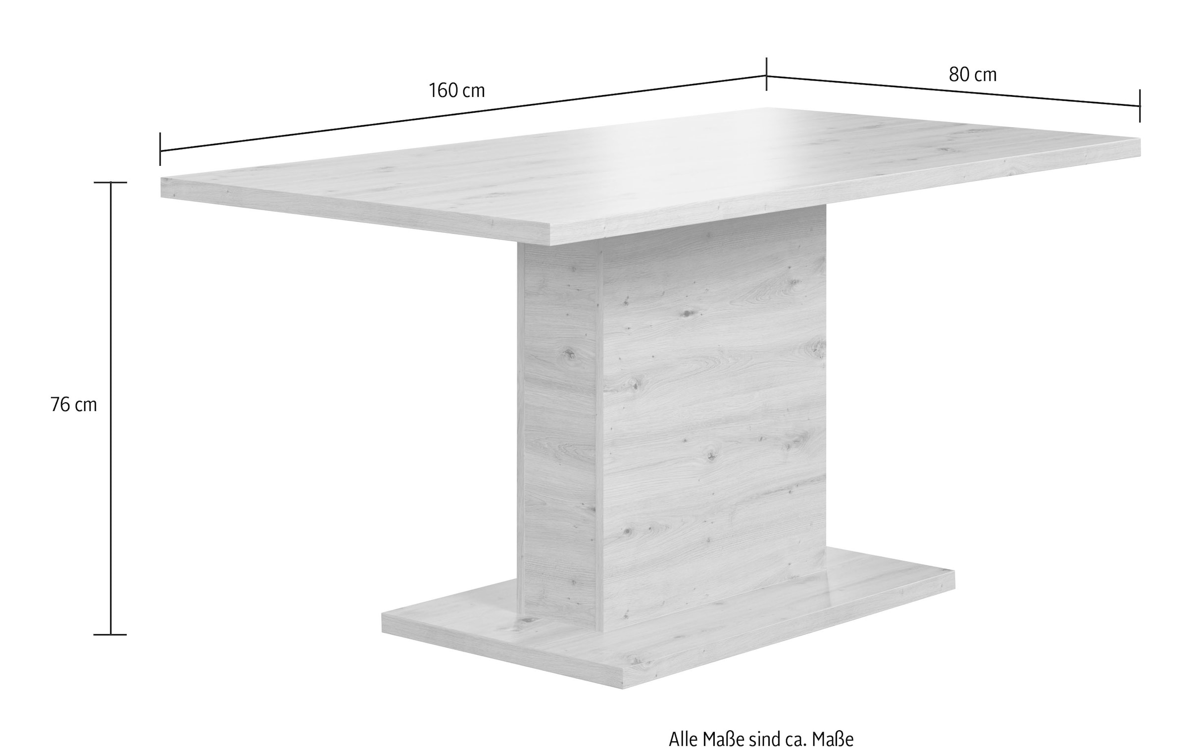 Home affaire Esstisch »Ambres«, Säulentisch passend für 6 Personen - (B/T/H) 160/80/76 cm