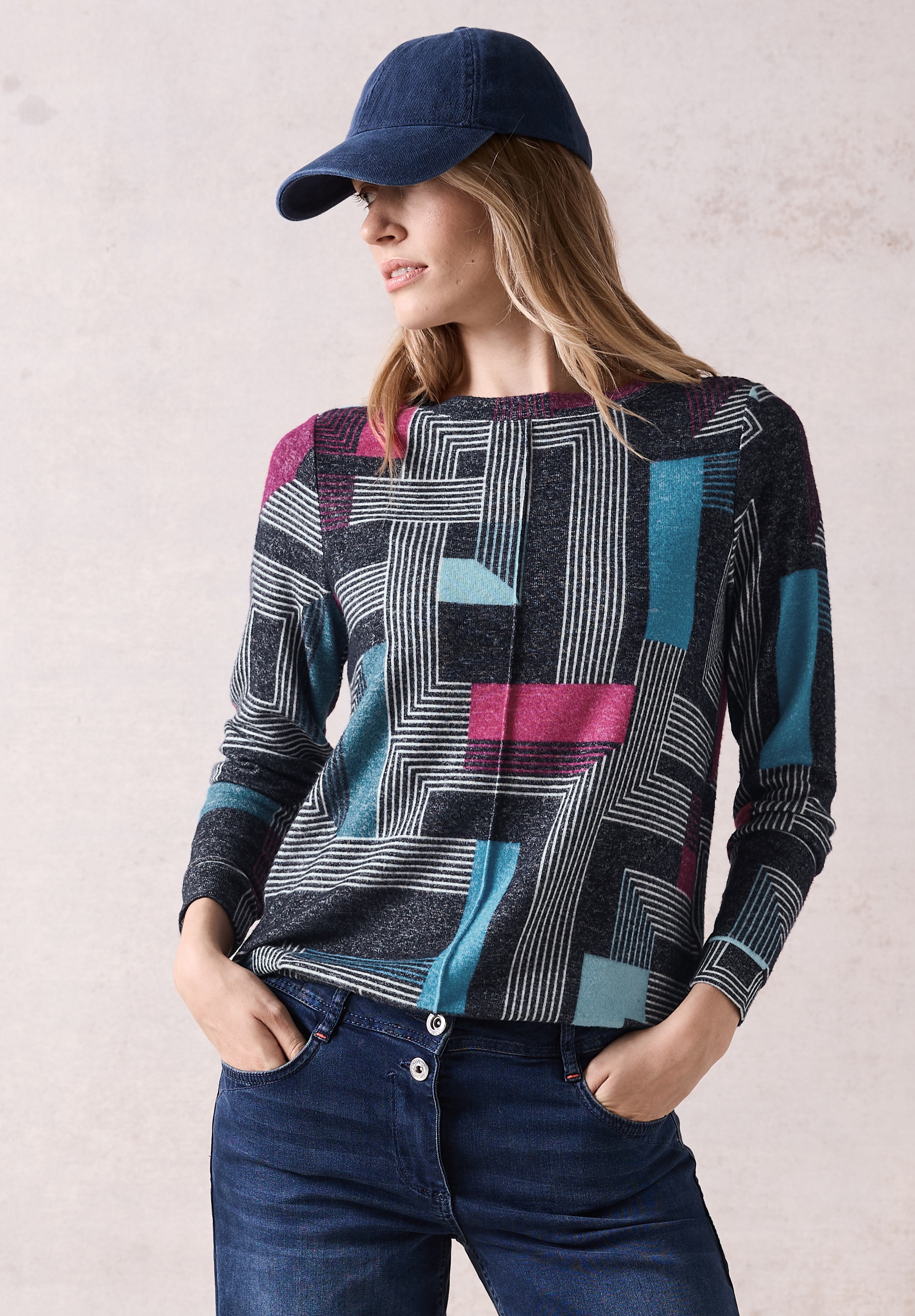 Cecil Langarmshirt, mit All-Over Print