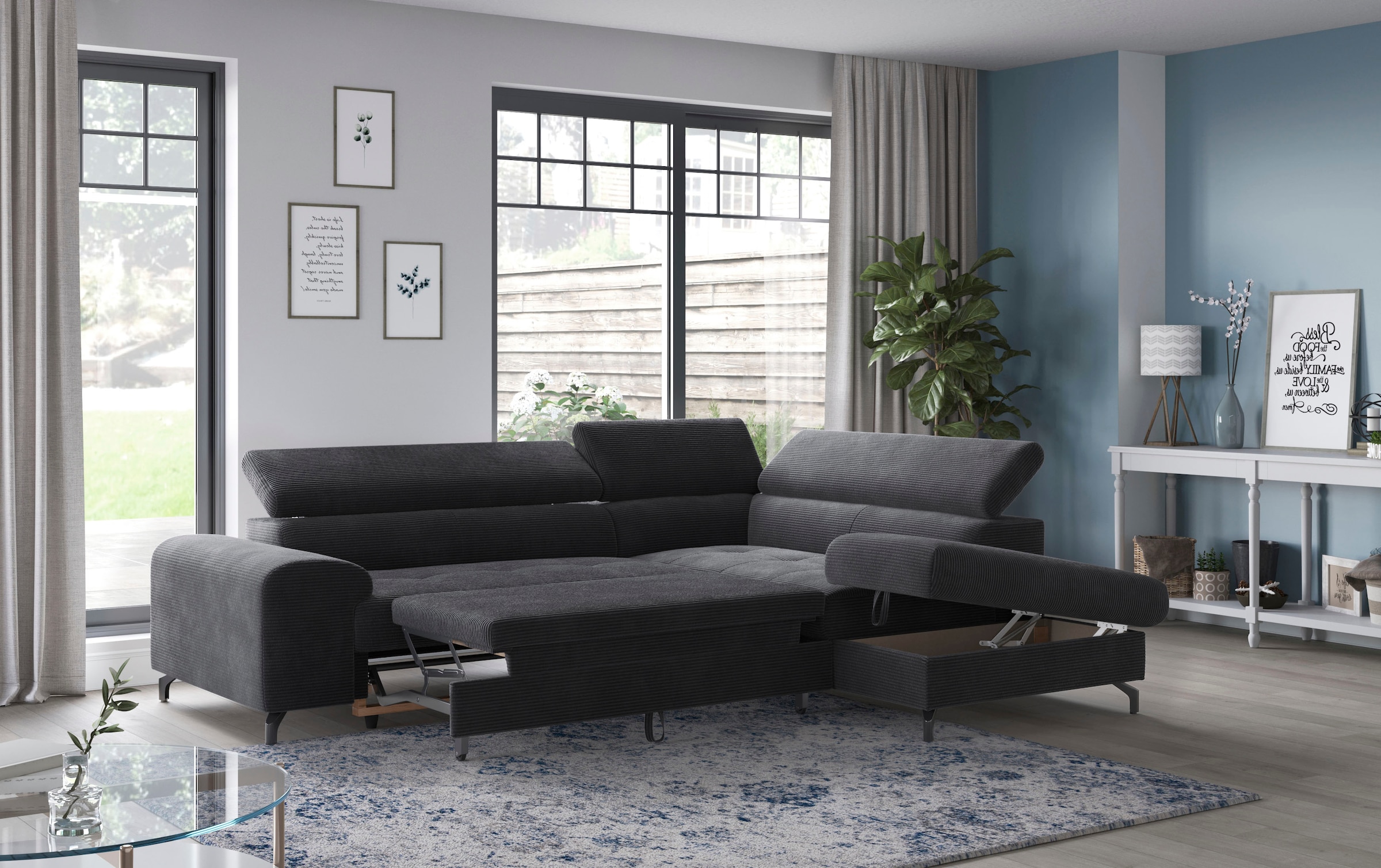 COTTA Ecksofa »Aura L-Form«, mit Schlaffunktion, Bettkasten und Kopfteilverstellung