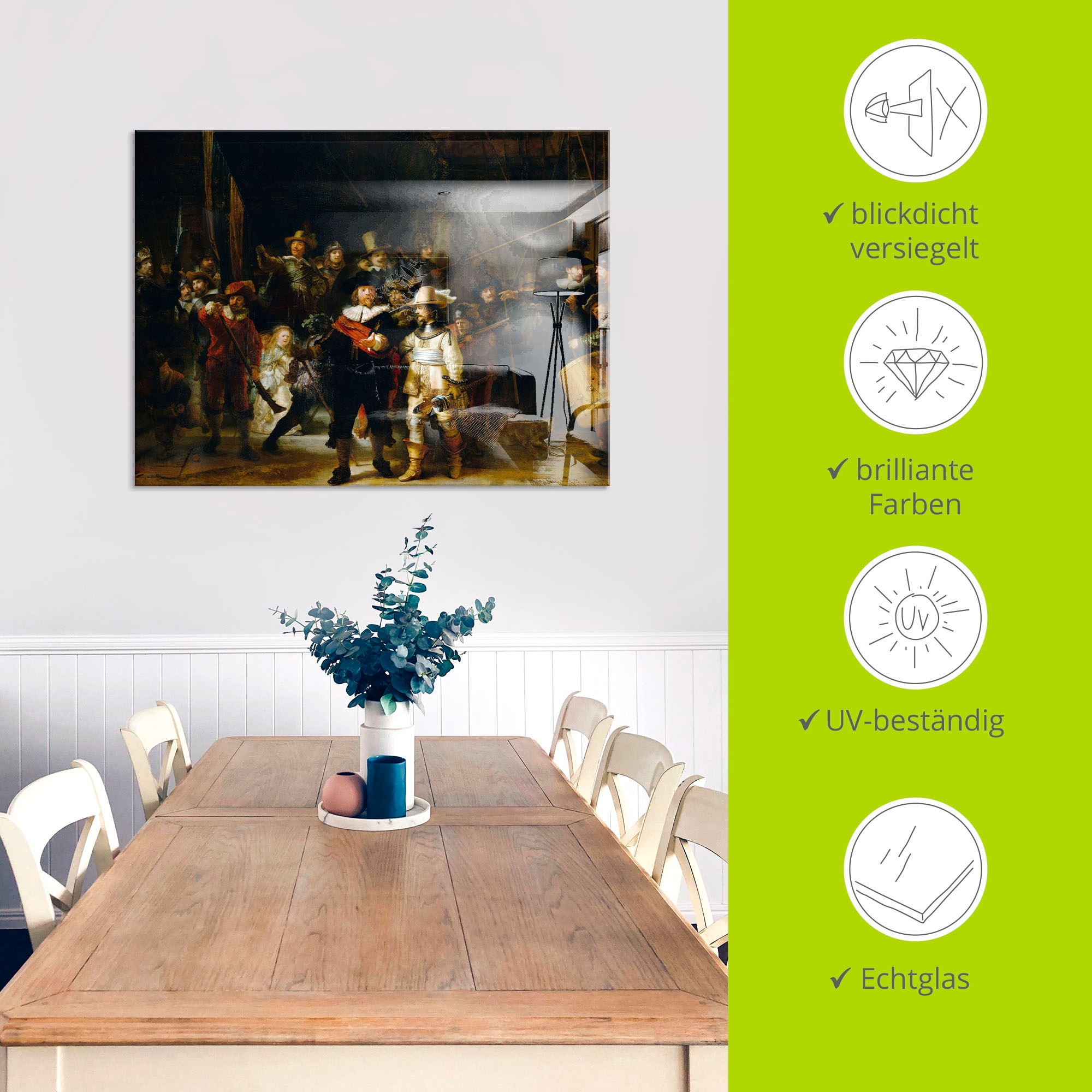 Artland Glasbild »Die Nachtwache. 1642« Porträts 1 Stk. tlg. in verschiedenen Größen