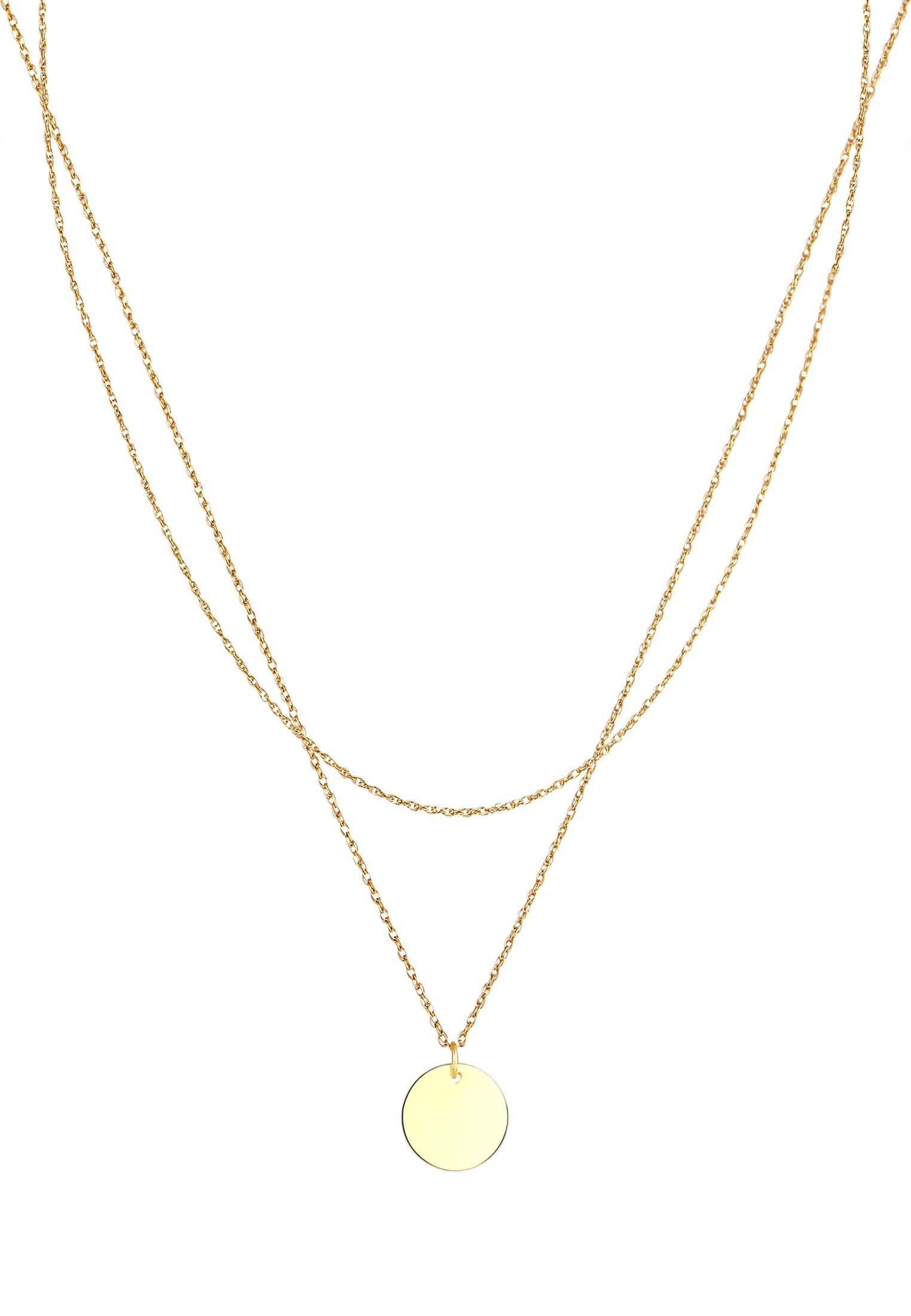 Elli Silberkette »Halskette Layering Plättchen Kreis Geo 925 Silber«