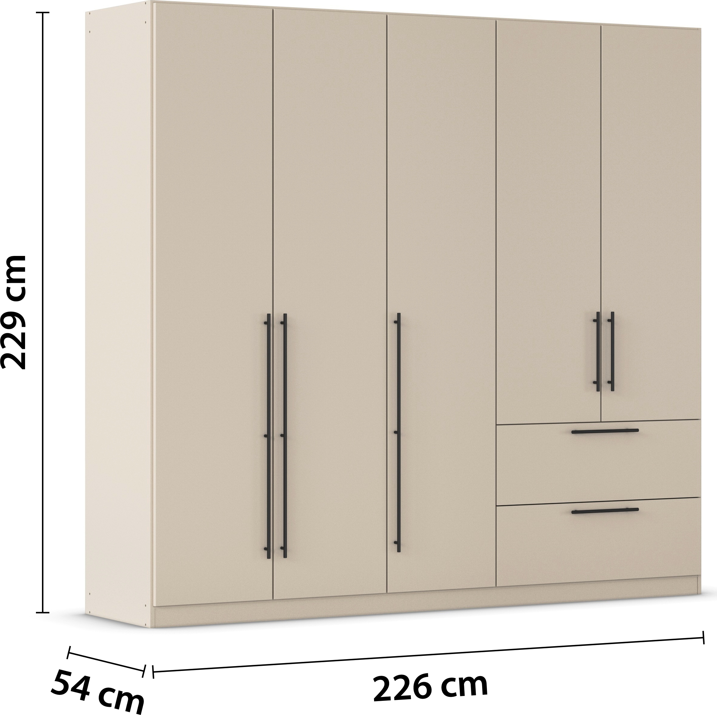 rauch Kleiderschrank »Drehtürenschrank Schrank Garderobe Wäscheschrank Schlafzimmer AVOLA«, (in 3 verschiedenen Ausstattungen BASIC/CLASSIC/PREMIUM), mit hochwertigen Stangengriffen in Schwarz aus Metall MADE IN GERMANY