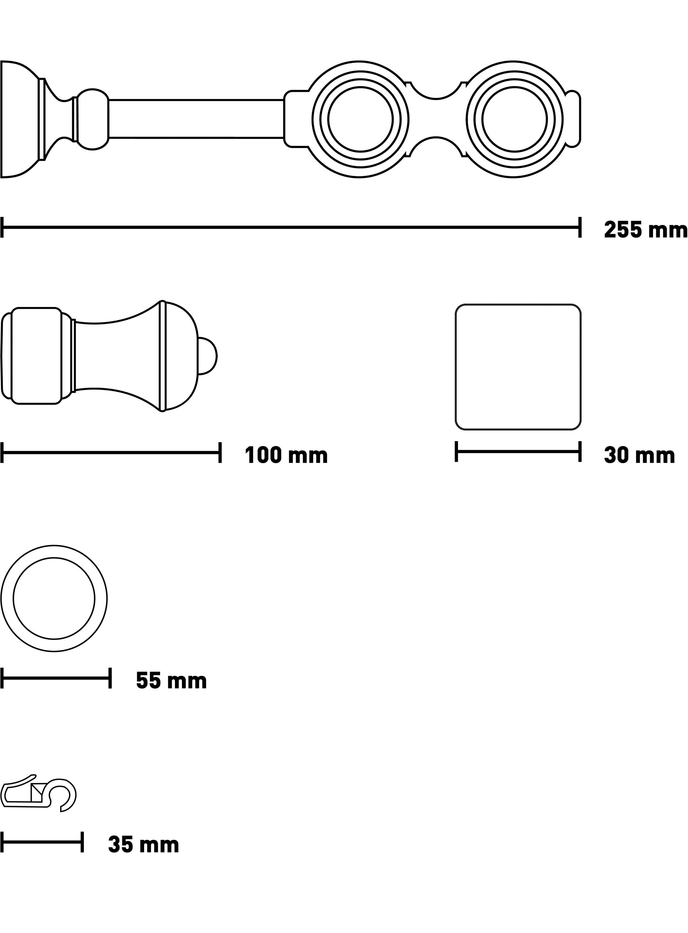 SN DECO GROUP Gardinenstange »Ares« 2 läufig-läufig Fixmaß 28 mm, Holz, verschiedene Längen und Farben, Komplettset
