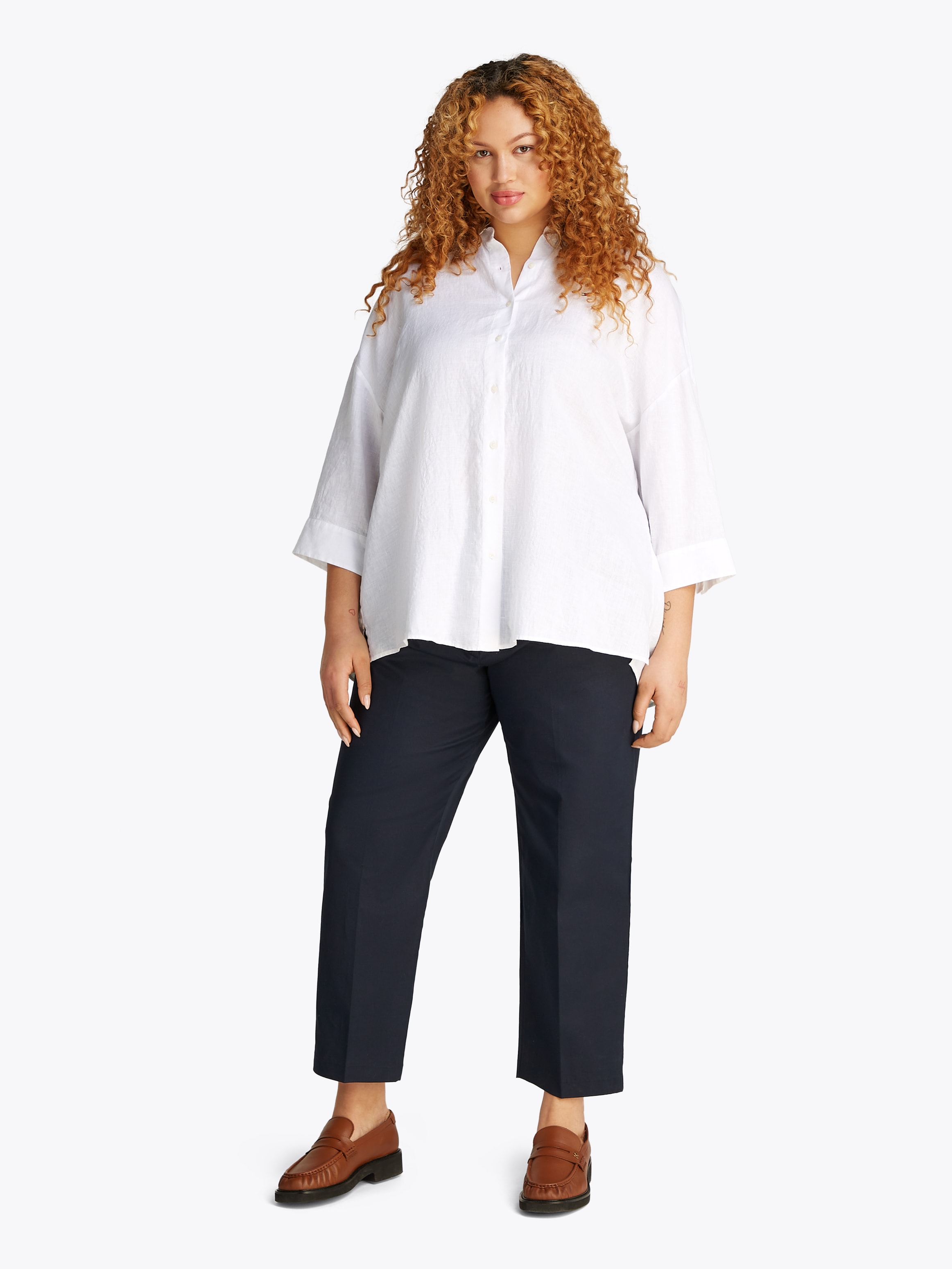 Tommy Hilfiger Curve Hemdbluse »CRV ESS LINEN EASY SHIRT«, in Großen Größen, Leinenqualität