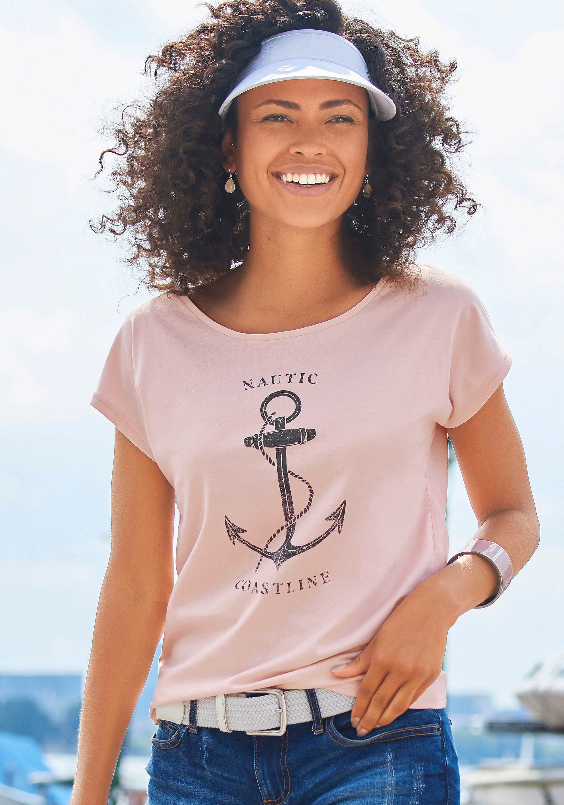 Beachtime T-Shirt, mit maritimen Druck vorn bei ♕