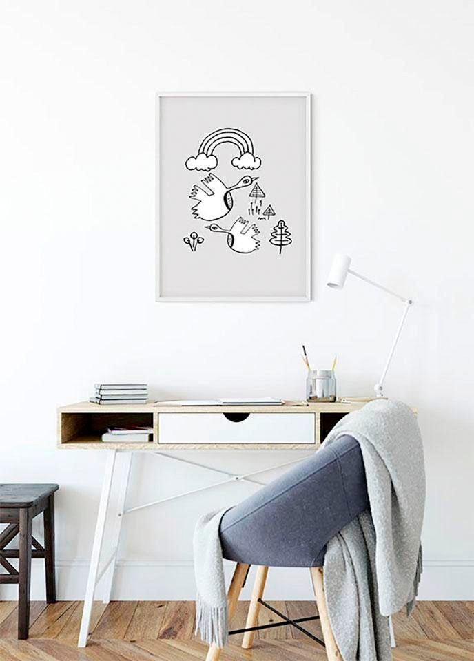Komar Bild »Scribble Birdy« Tiere 1 Stk. tlg. Wandbild zur Dekoration - ohne Rahmen