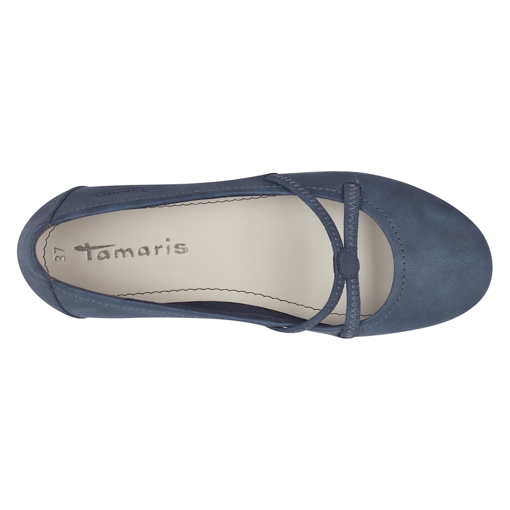 Tamaris Ballerina »Caterina«, Flats, Festtagsmode, Slipper mit Gummizugriemchen