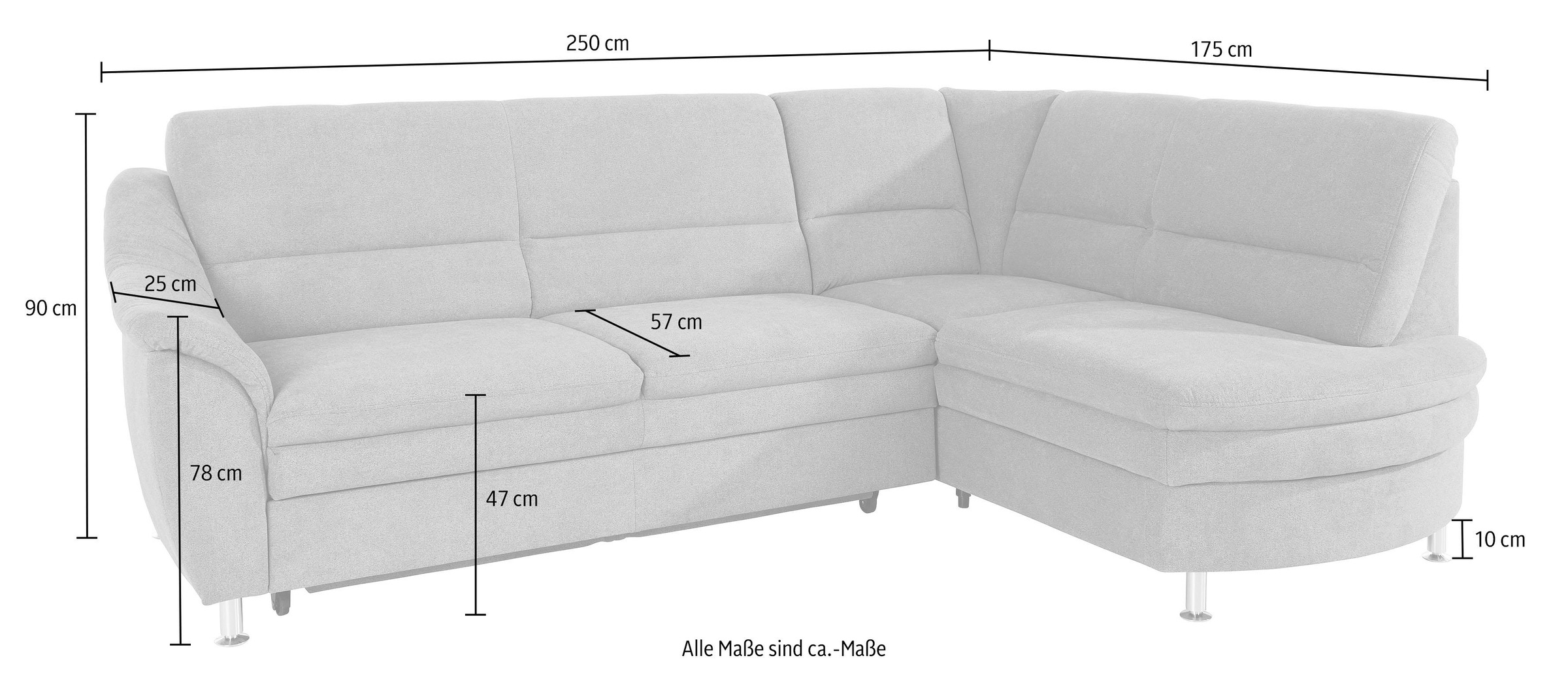 Places of Style Ecksofa »Cardoso L-Form«, Federkern, wahlweise mit Bett, Schubkasten, teilweise Relaxfunktion