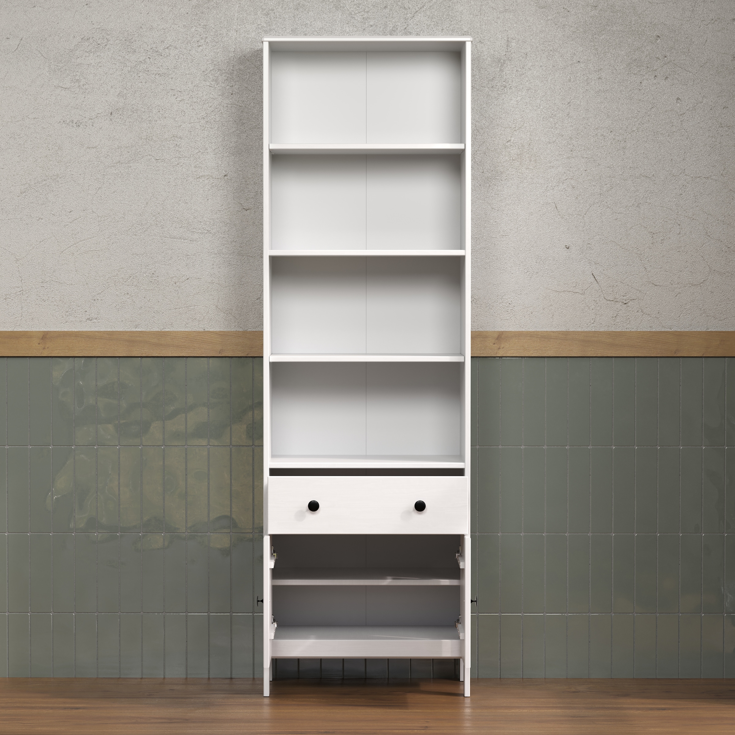 welltime Hochschrank »Kall«, (1 St.), Badezimmerschrank aus Kiefer-Massivholz - Maße (B/T/H) 60/33/188 cm