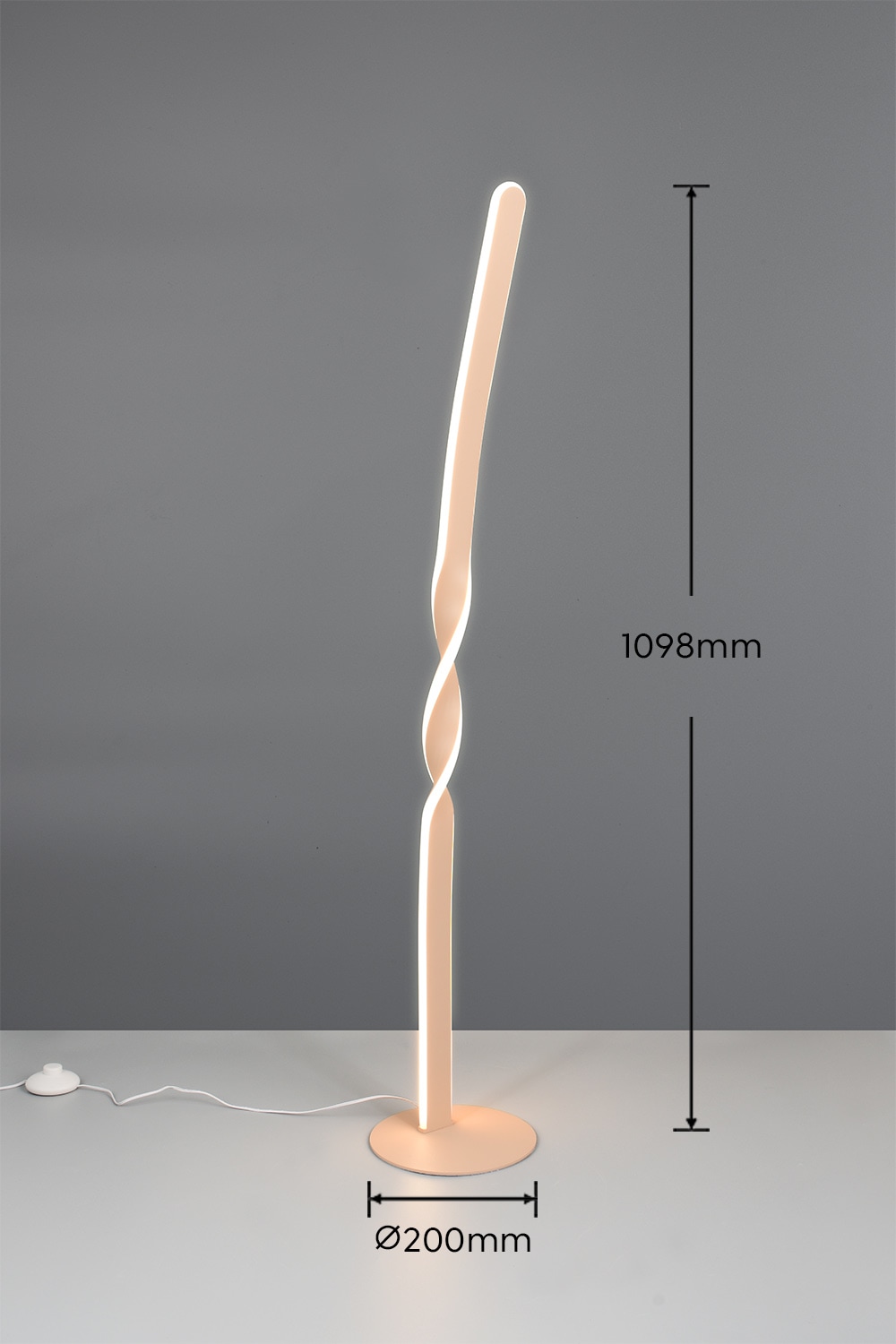 REALITY Leuchten LED Stehlampe »GINKO, LED Stehleuchte mit 19W 2060 Lumen 3000K warmweiß« LED-Board 1 Stk. Warmweiß Stehlampe mit Fußschalter + 180cm Kabel, Höhe 110 cm Ø 20cm